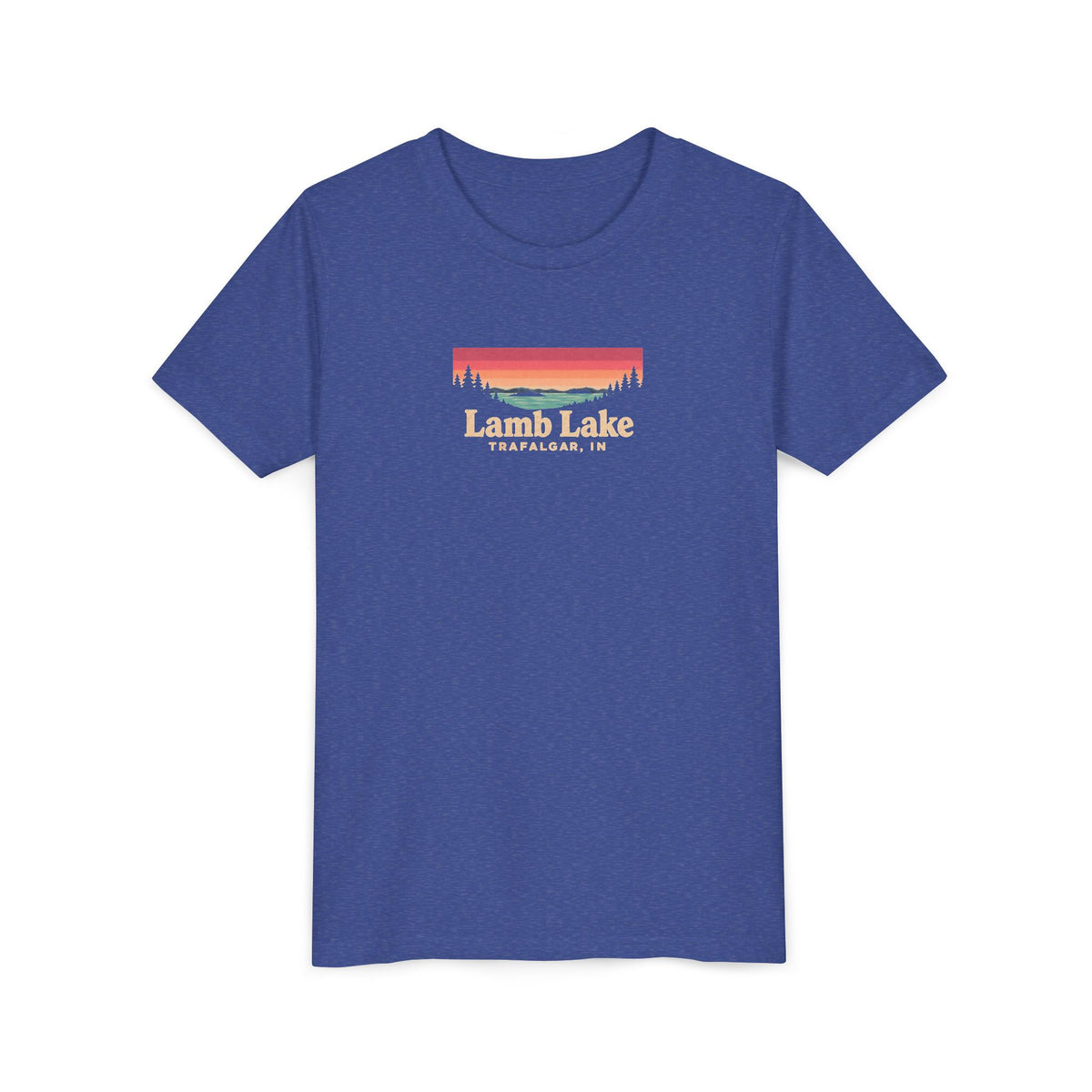 Youth Tee — Lamb Lake Retro Sunset Graphic