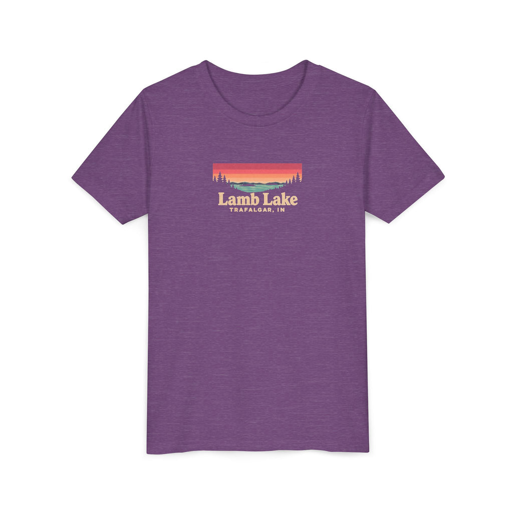 Youth Tee — Lamb Lake Retro Sunset Graphic