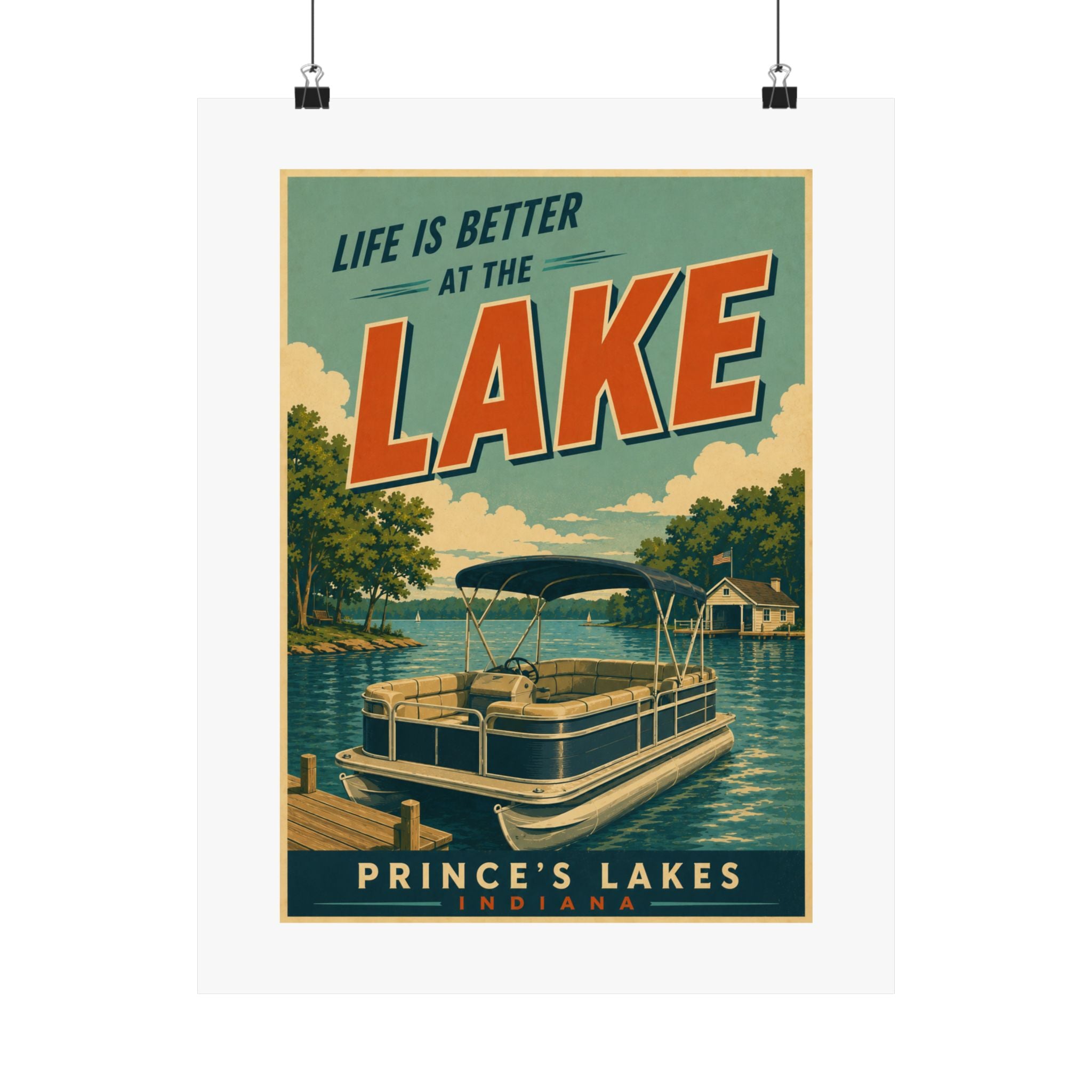 Lake Life Vintage Travel Poster Matte Print