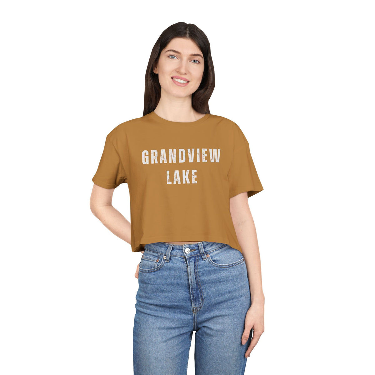 Grandview Lake Crop Tee — Women's Casual Lakeside Graphic Top