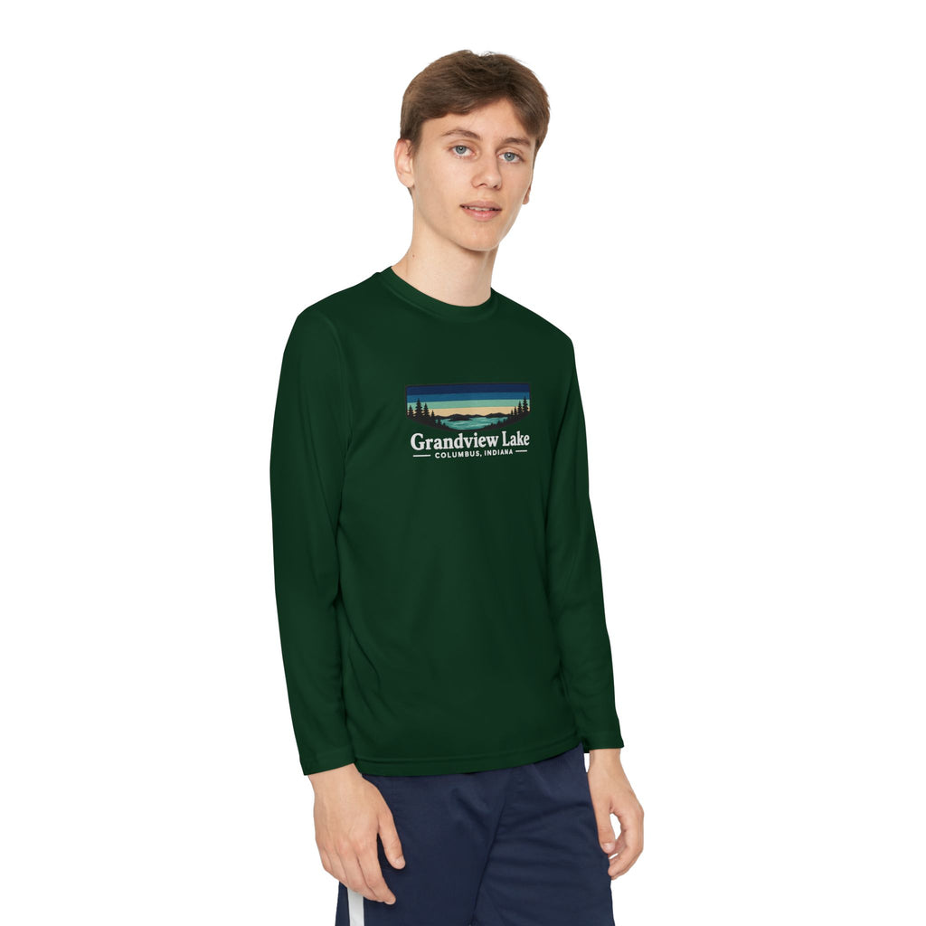 Youth Long Sleeve Tee — Grandview Lake Retro Lakeside Nature Design
