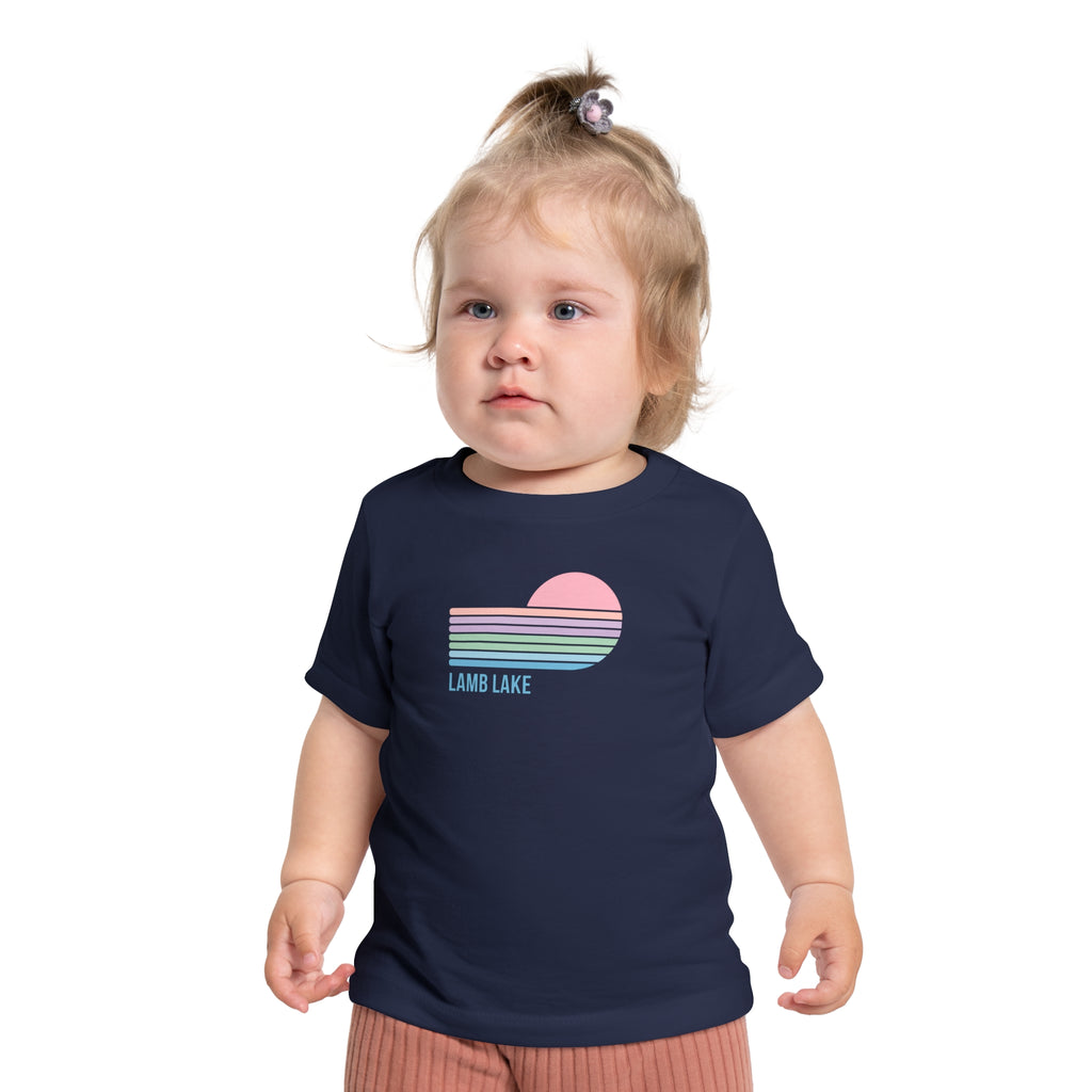 Baby T-Shirt — Pastel Retro Heart Sunset "Lamb Lake"