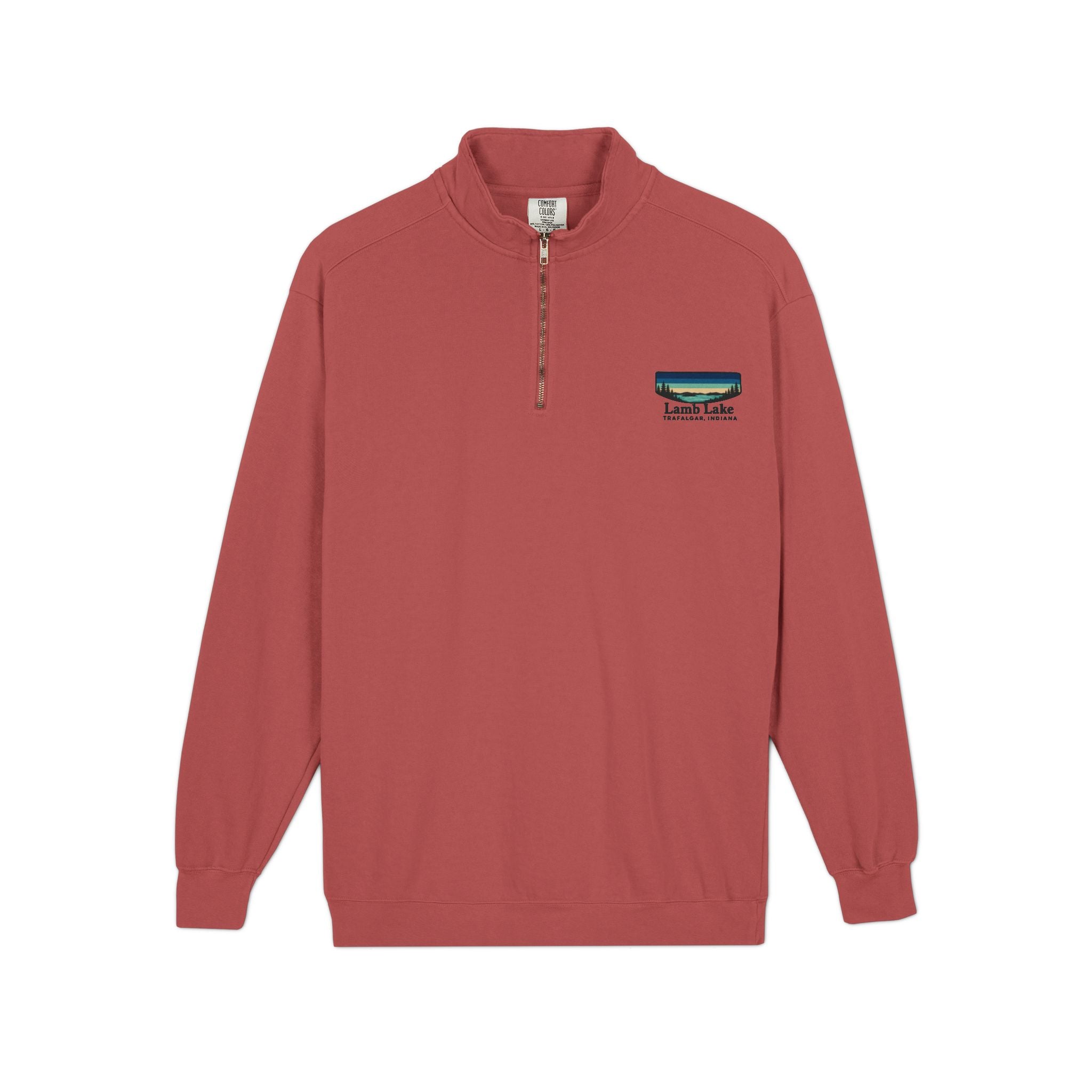 Quarter-Zip Sweatshirt — Lamb Lake Retro Sunset Patch