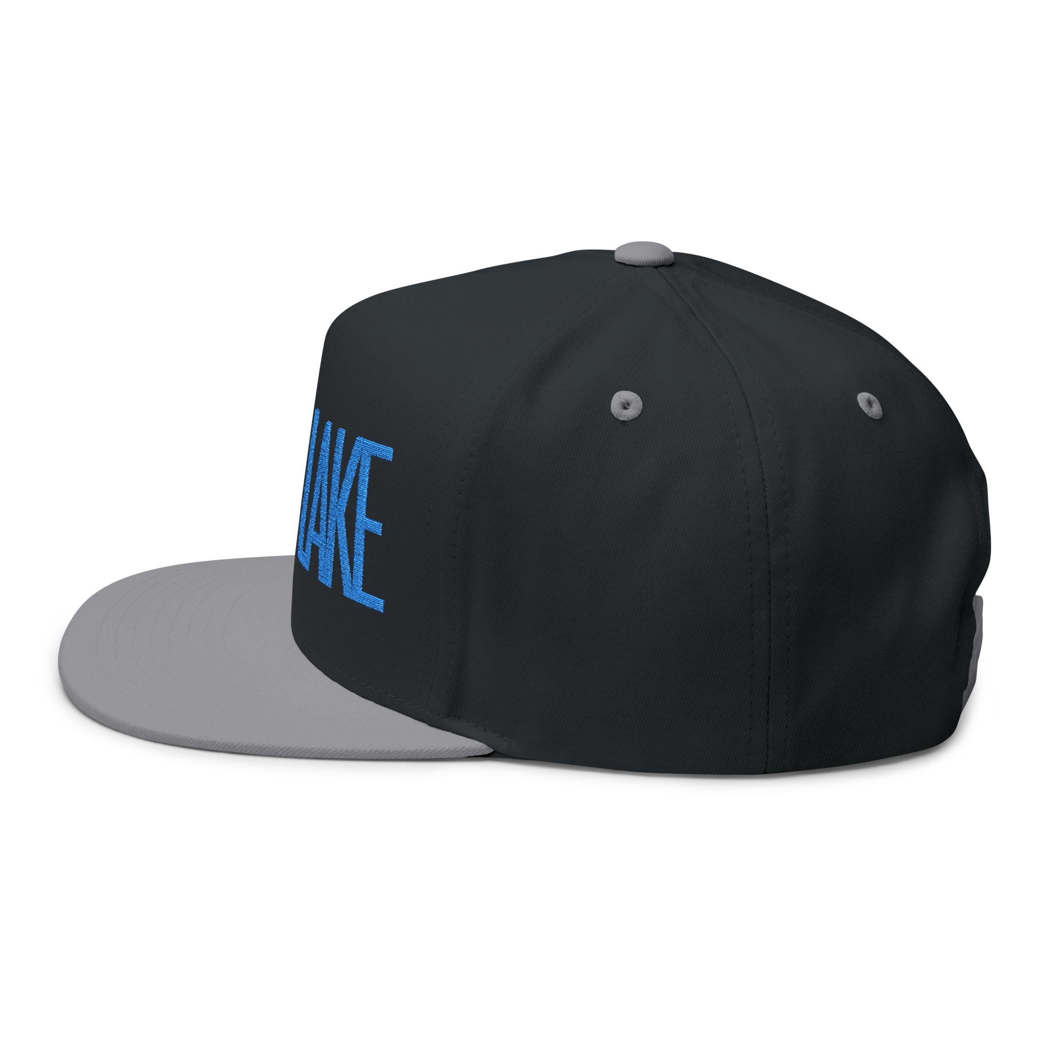 Flat Bill Cap — Minimal Embroidered "LAMB LAKE" Logo Snapback