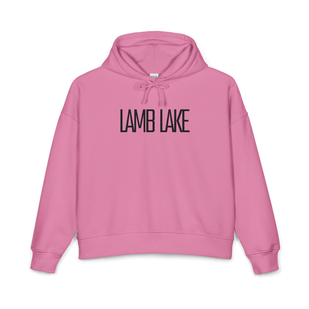 Lamb Lake Organic Women's Hoodie — Black 'Lamb Lake' Cozy Pullover