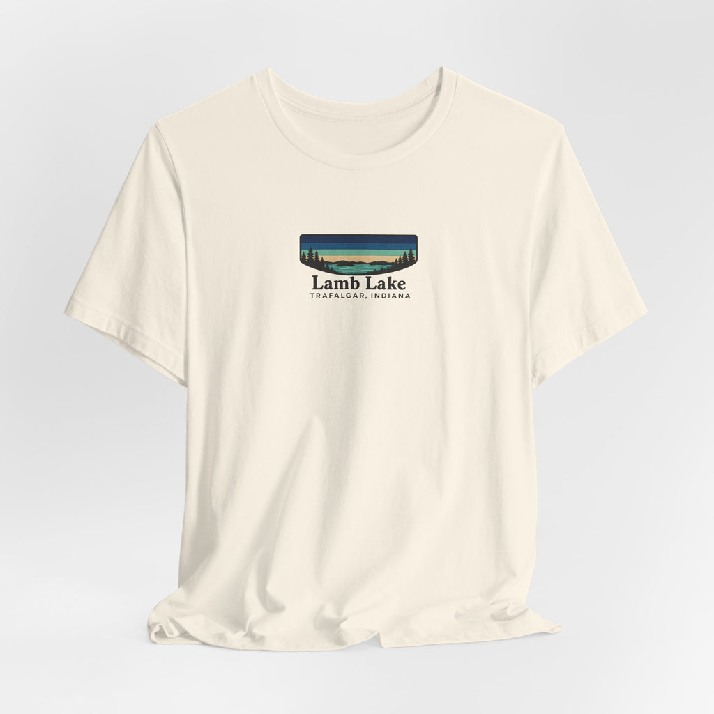 Lamb Lake Landscape Tee — Retro Mountain Lake Graphic T-Shirt