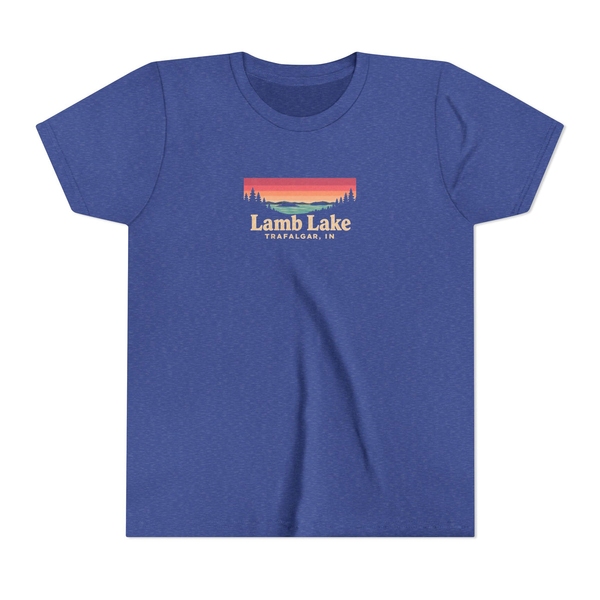 Youth Tee — Lamb Lake Retro Sunset Graphic