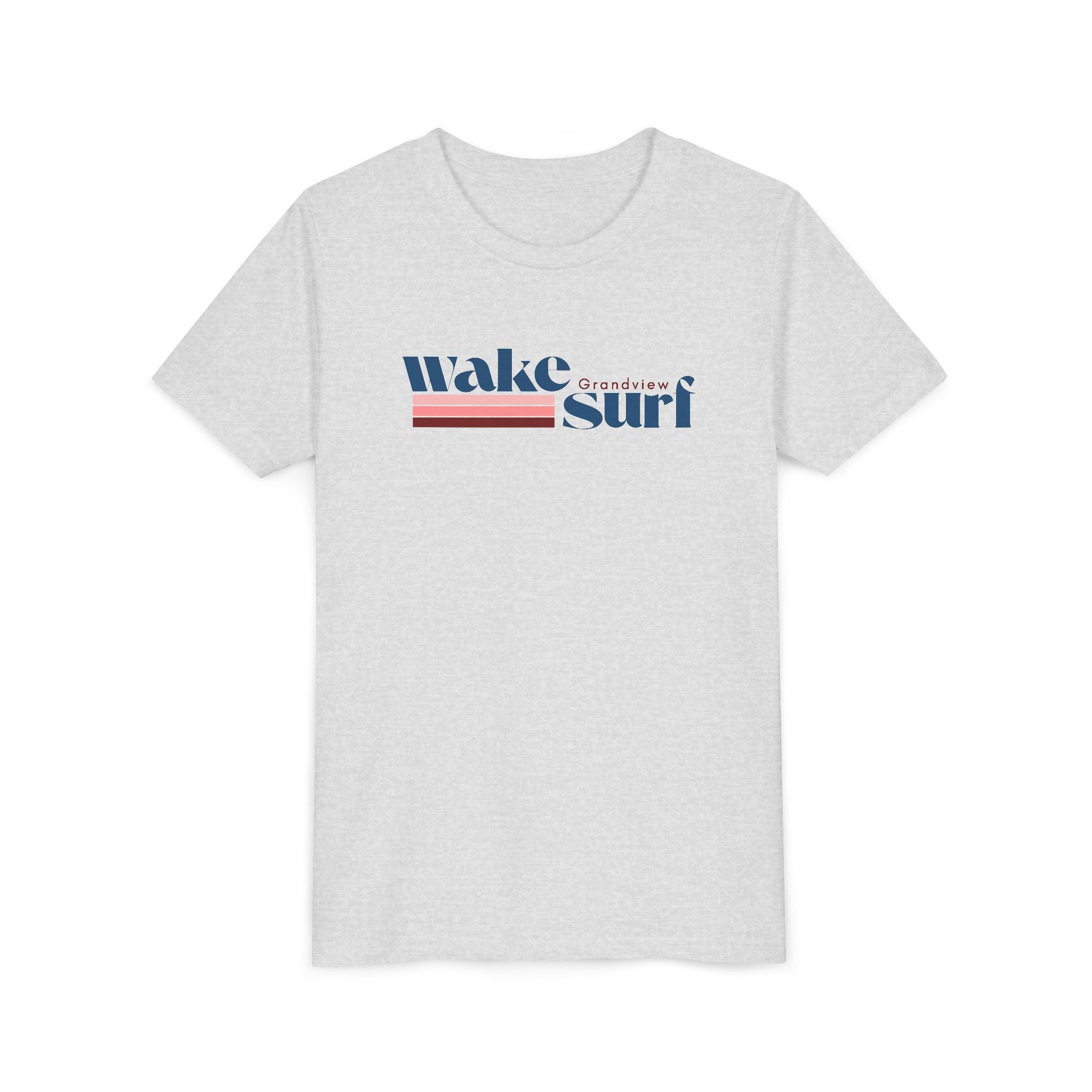 Youth Tee - "Wake Surf Grandview" Retro Striped Kids Surf T‑Shirt