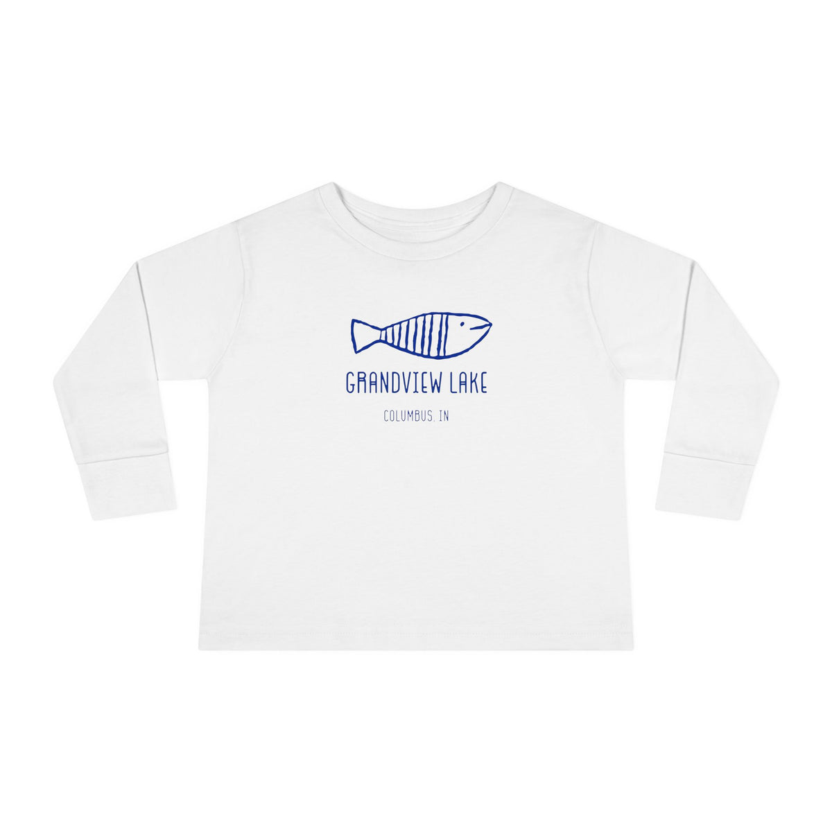 Toddler Long Sleeve Tee — "Grandview Lake" Hand-Drawn Fish Graphic