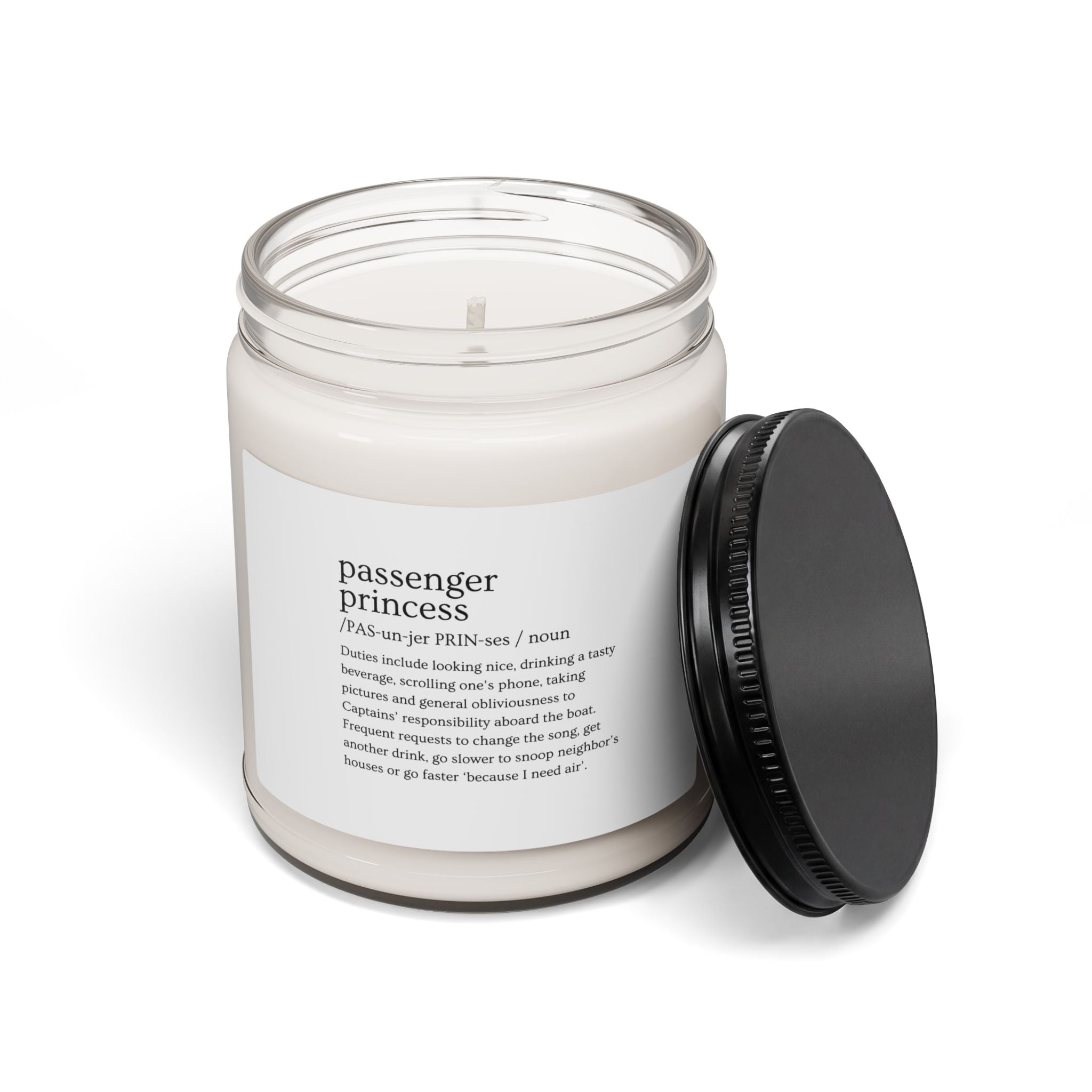 Passenger Princess Scented Soy Candle — 9oz Aromatherapy Candle with Playful Definition Label