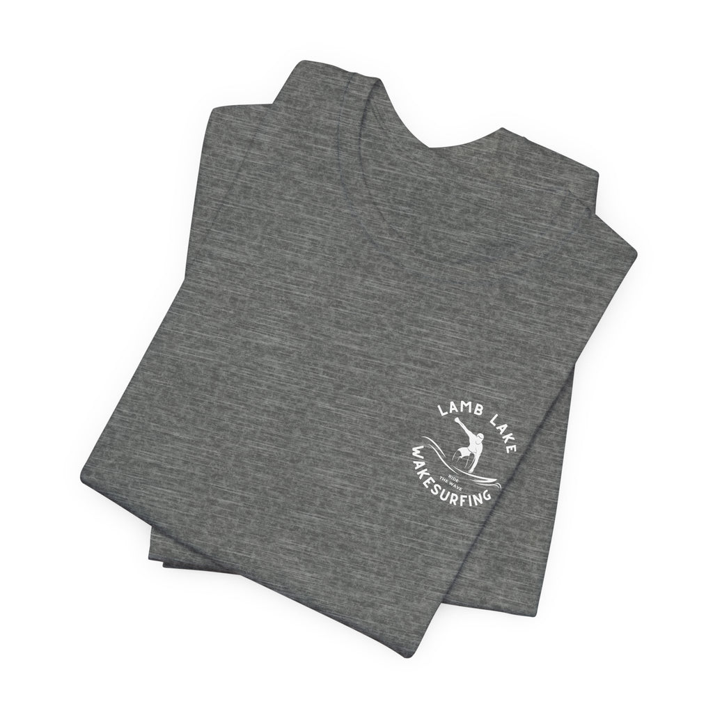 Wakesurf Pocket & Back Print Lamb Lake Minimalist Tee —  Short Sleeve Shirt