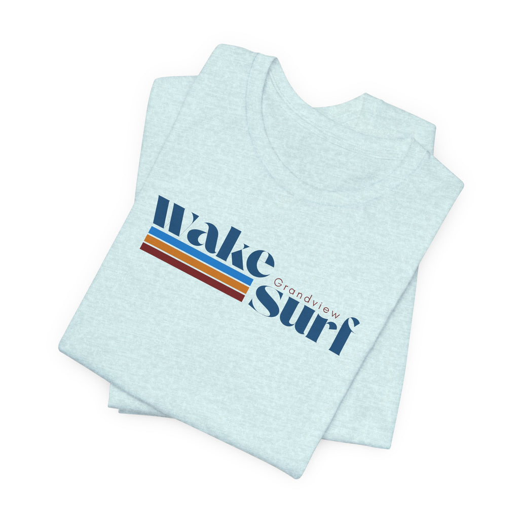 Wake Surf Grandview Stripe Tee — Retro Surfing Graphic T-Shirt