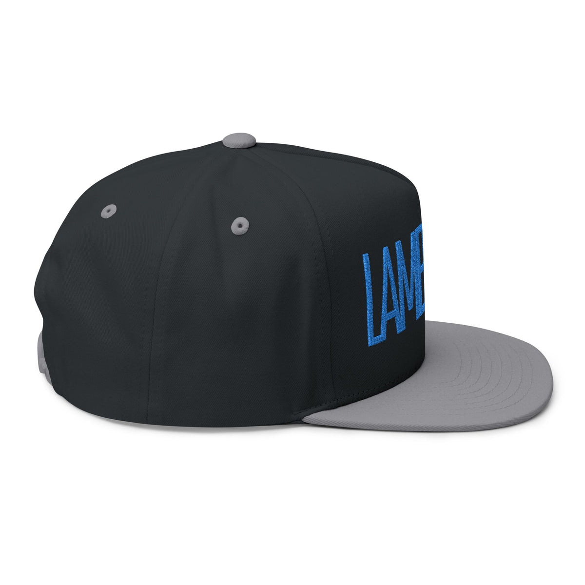 Flat Bill Cap — Minimal Embroidered "LAMB LAKE" Logo Snapback