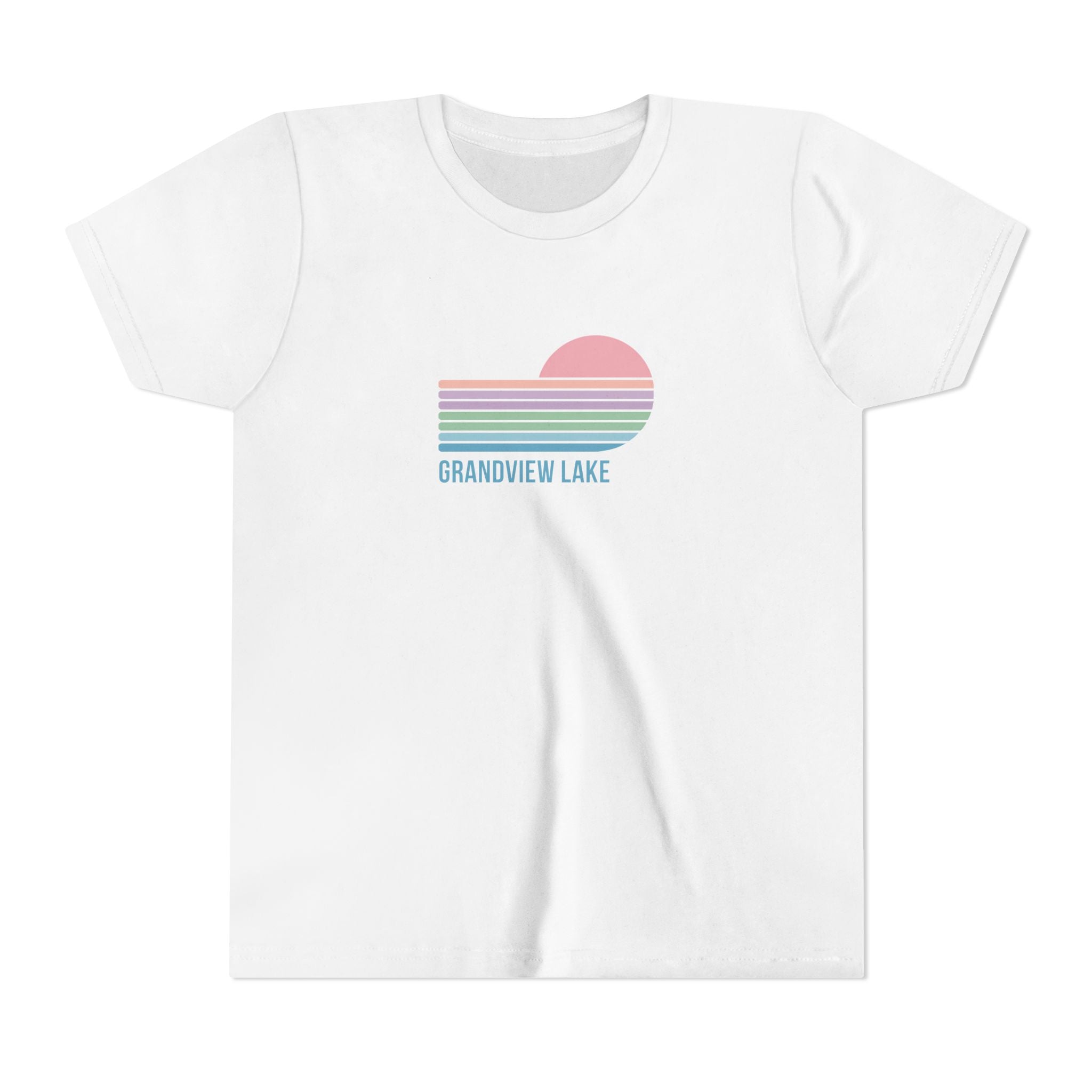 Youth Tee — 'Grandview Lake' Pastel Retro Sunset Kids T-Shirt