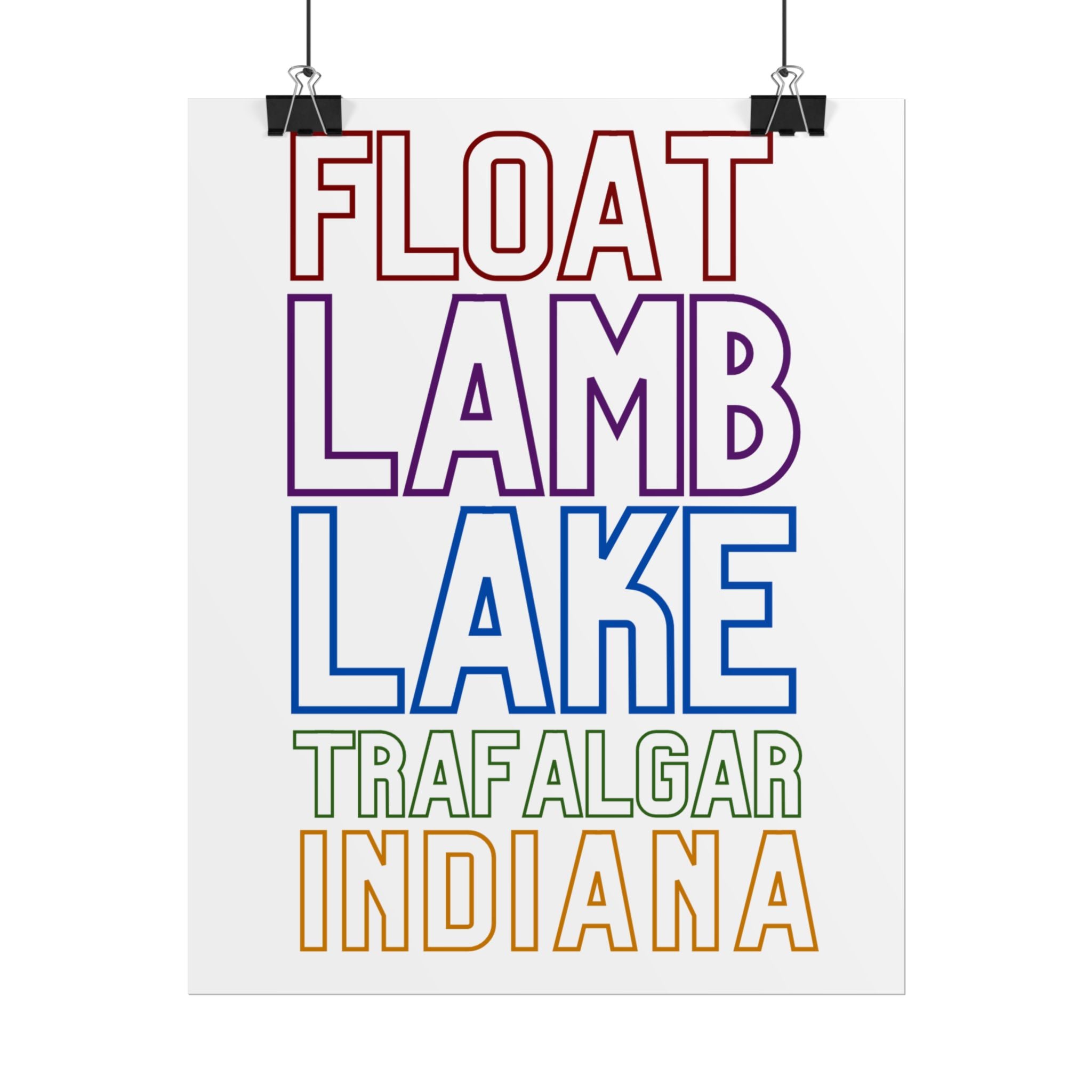 Rolled Poster — Float Lamb Lake Trafalgar Indiana Minimal Typography Art