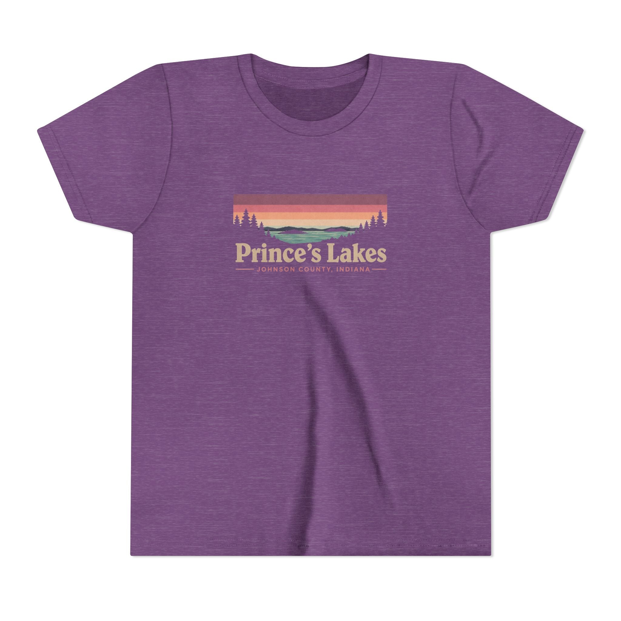 Youth Tee — Prince's Lakes Retro Sunset Graphic