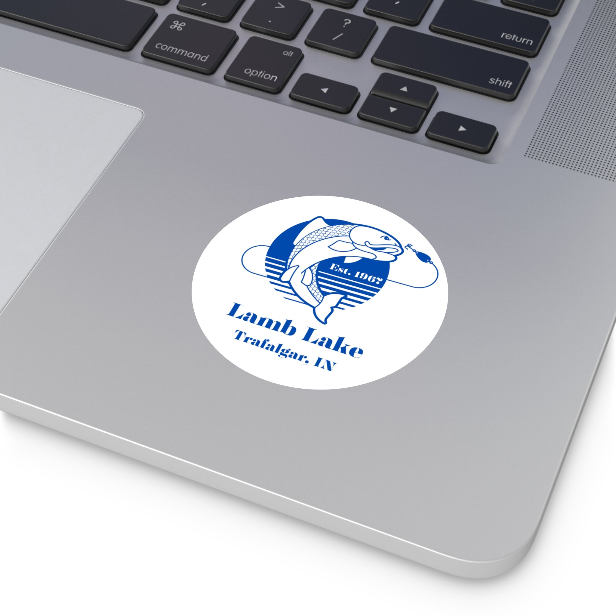 Lamb Lake Fishing Round Vinyl Sticker