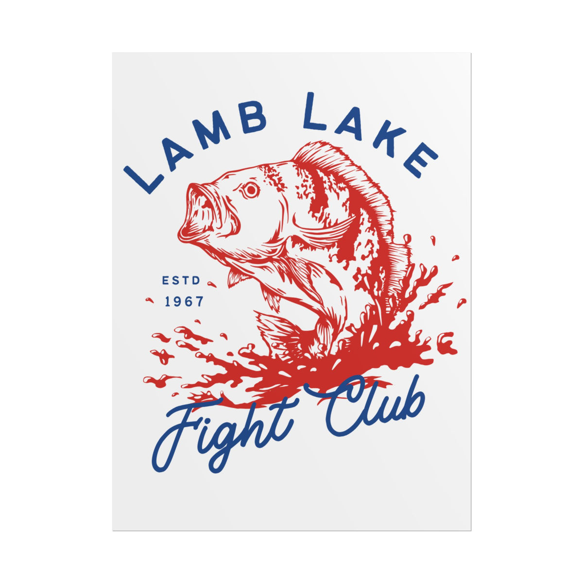Rolled Poster — Lamb Lake Fight Club Vintage Bass Fishing Art Print