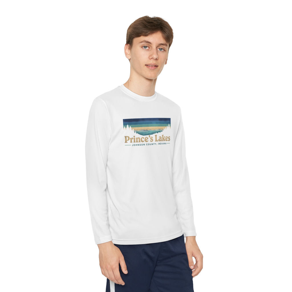 Prince's Lakes Youth Long Sleeve Tee — Retro Lakeside Nature Design