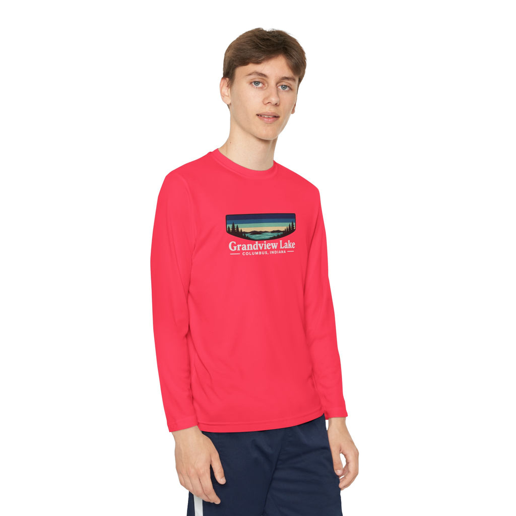 Youth Long Sleeve Tee — Grandview Lake Retro Lakeside Nature Design
