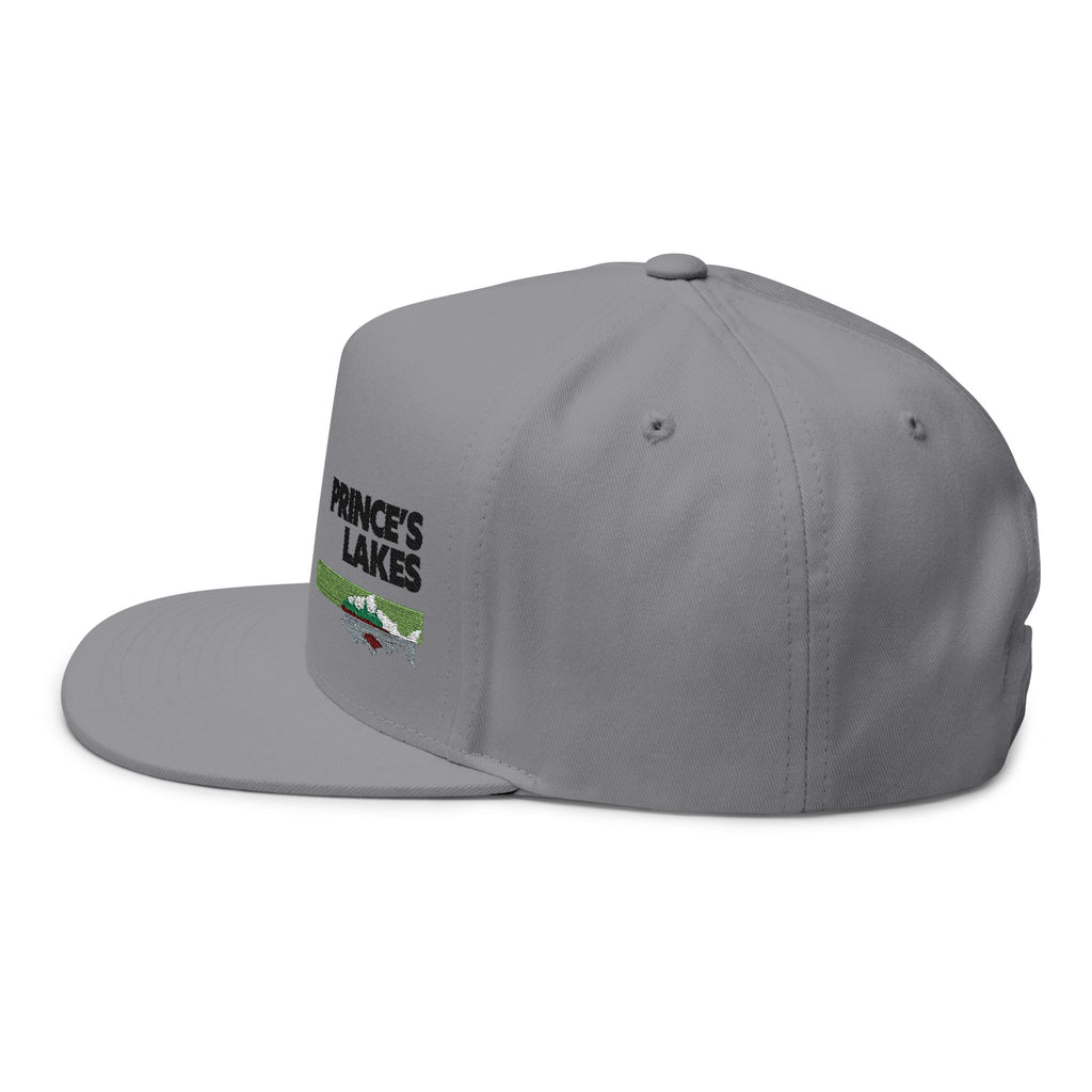 Prince's Lakes Embroidered Flat Bill Cap — Fishing & Lake Life Snapback