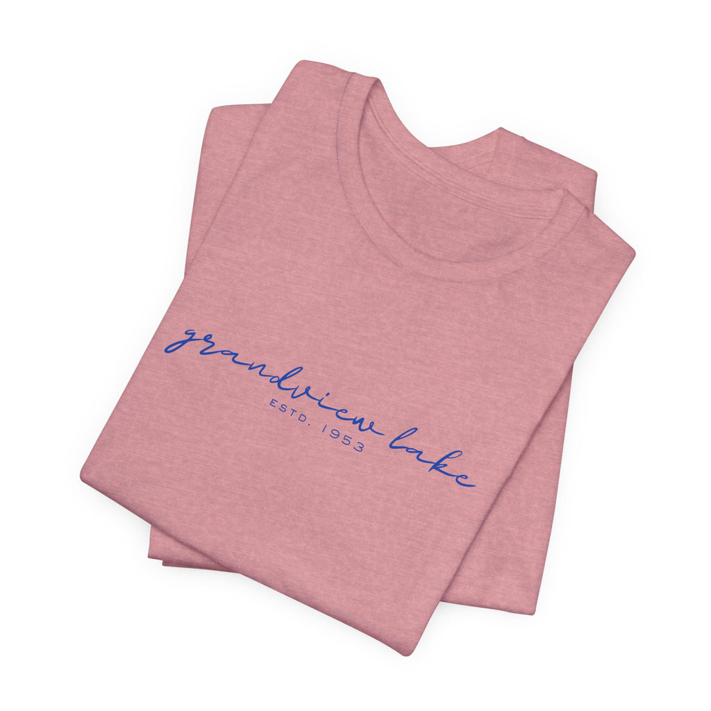 Script "grandview lake" Unisex Jersey Short Sleeve Tee