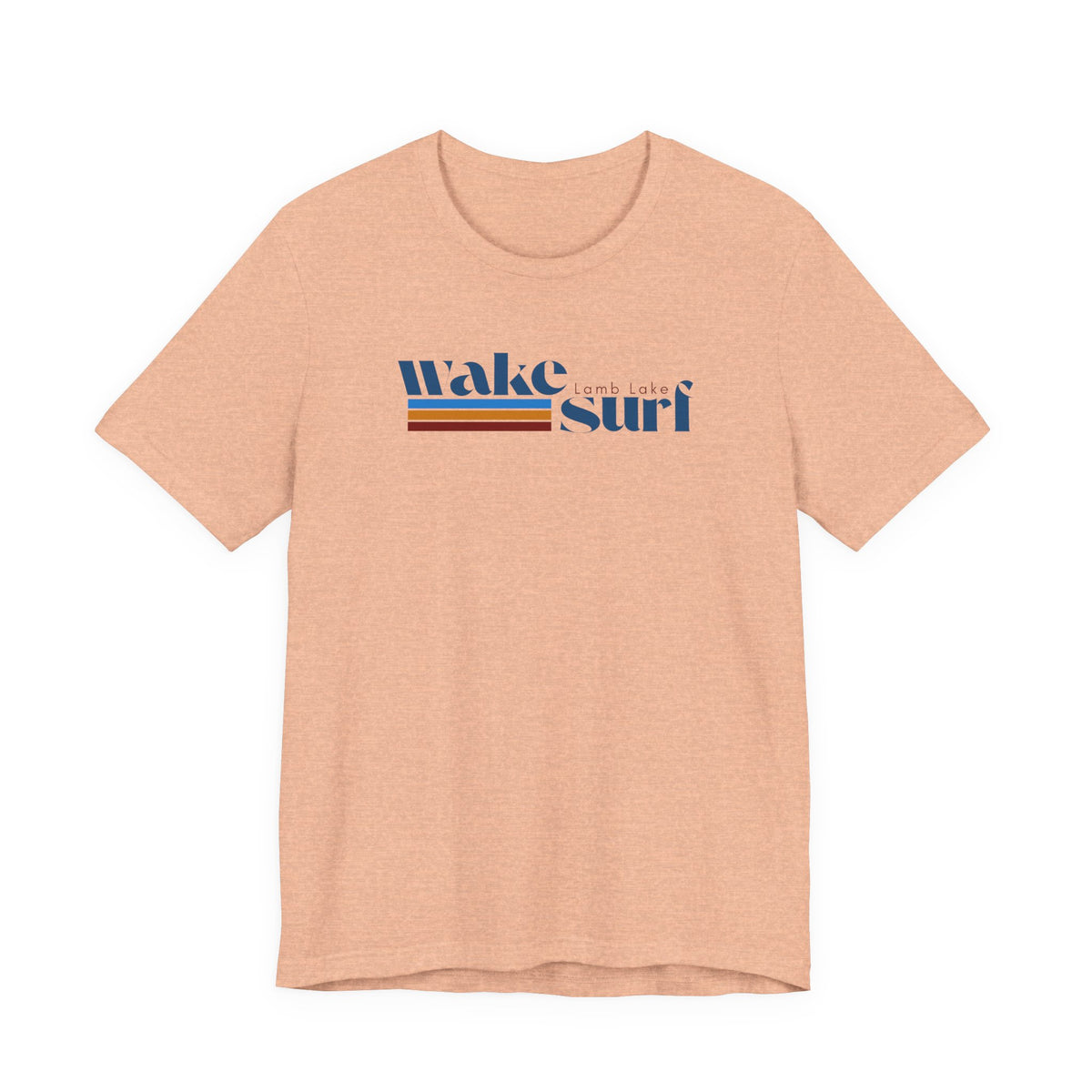 Wake Surf Lamb Lake Stripe Tee — Retro Surfing Graphic T-Shirt