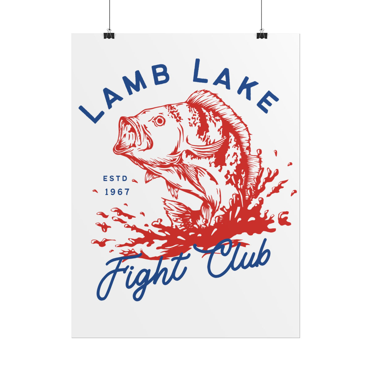 Rolled Poster — Lamb Lake Fight Club Vintage Bass Fishing Art Print