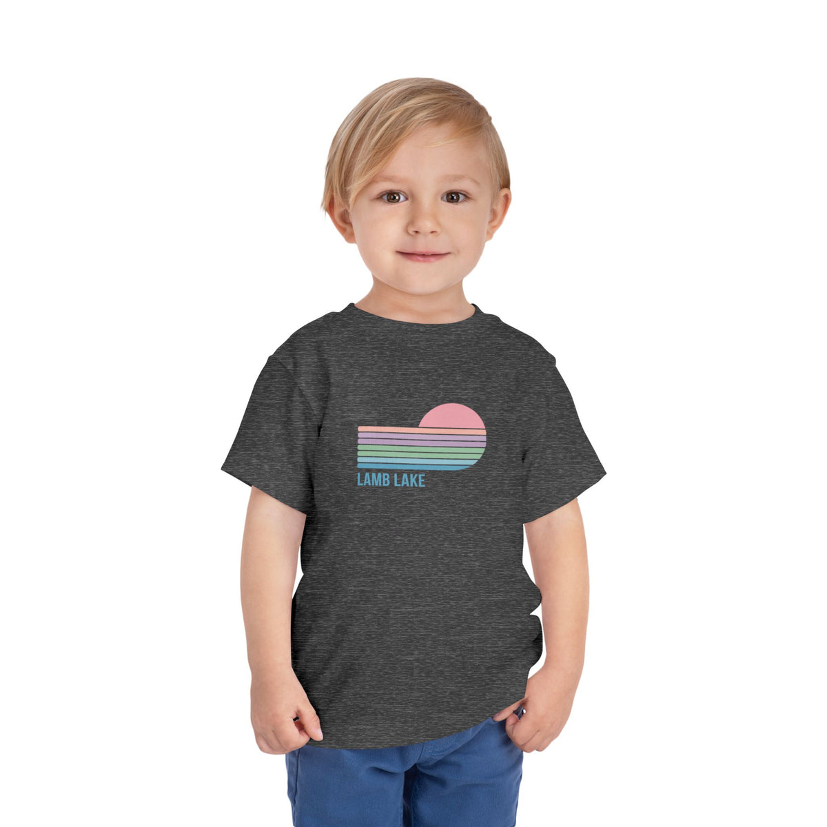 Toddler Tee - Retro Heart Sunset "Lamb Lake"
