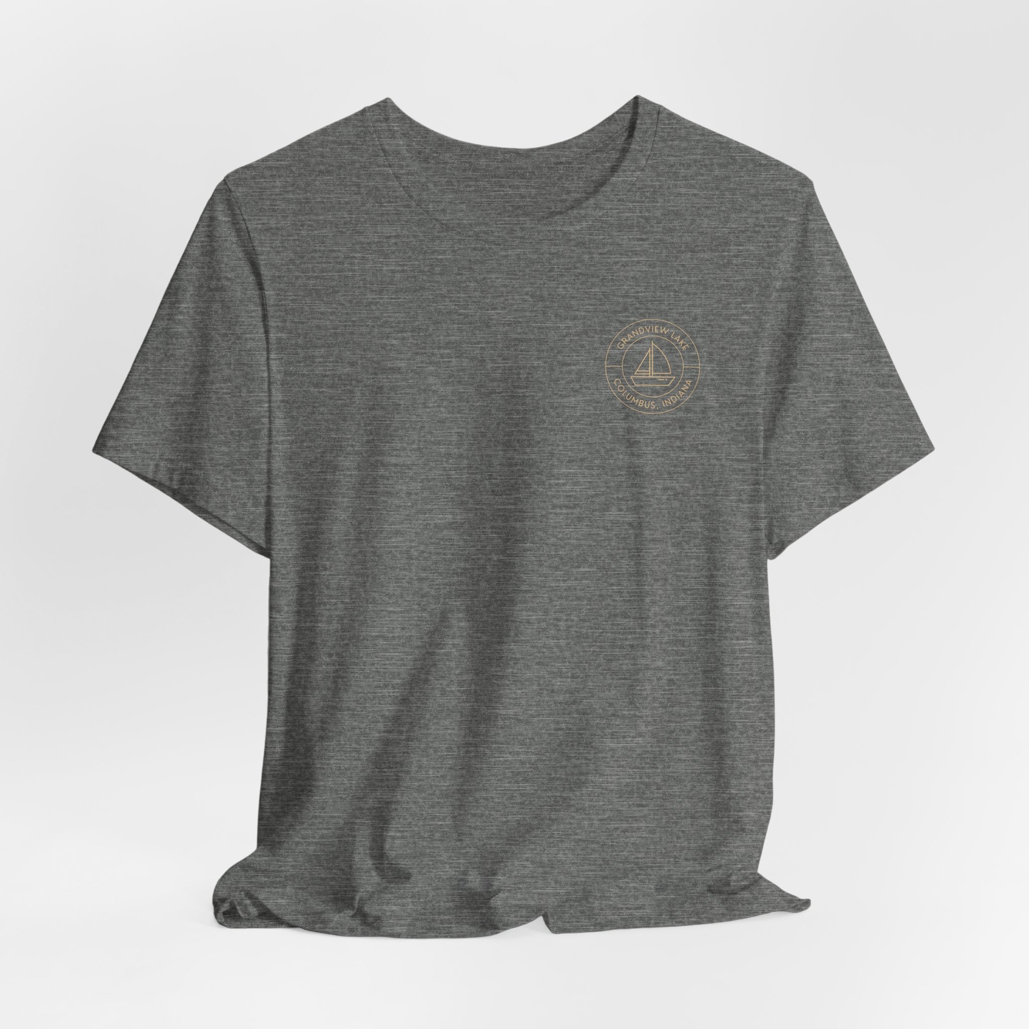 Sailboat Pocket & Back Print Grandview Lake Minimalist Tee —  Short Sleeve Shirt
