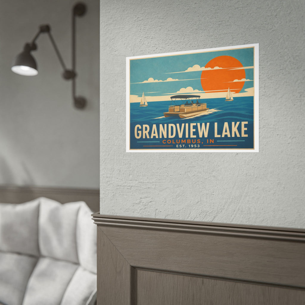 Grandview Lake Poster — Vintage Lake Travel Print (Rolled Poster)