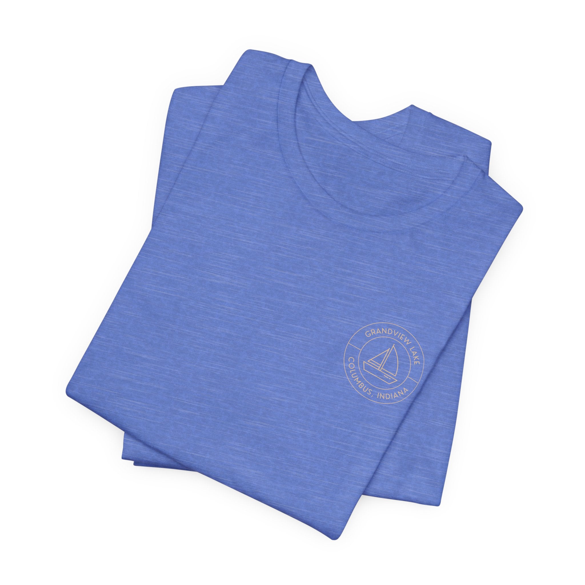 Sailboat Pocket & Back Print Grandview Lake Minimalist Tee —  Short Sleeve Shirt