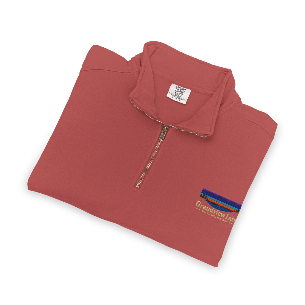 Quarter-Zip Sweatshirt — Grandview Lake Retro Sunset Patch