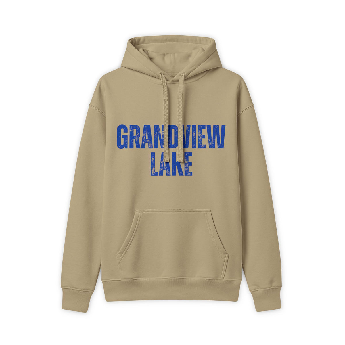 Grandview Lake Hoodie - Vintage Blue Text Lake Sweatshirt