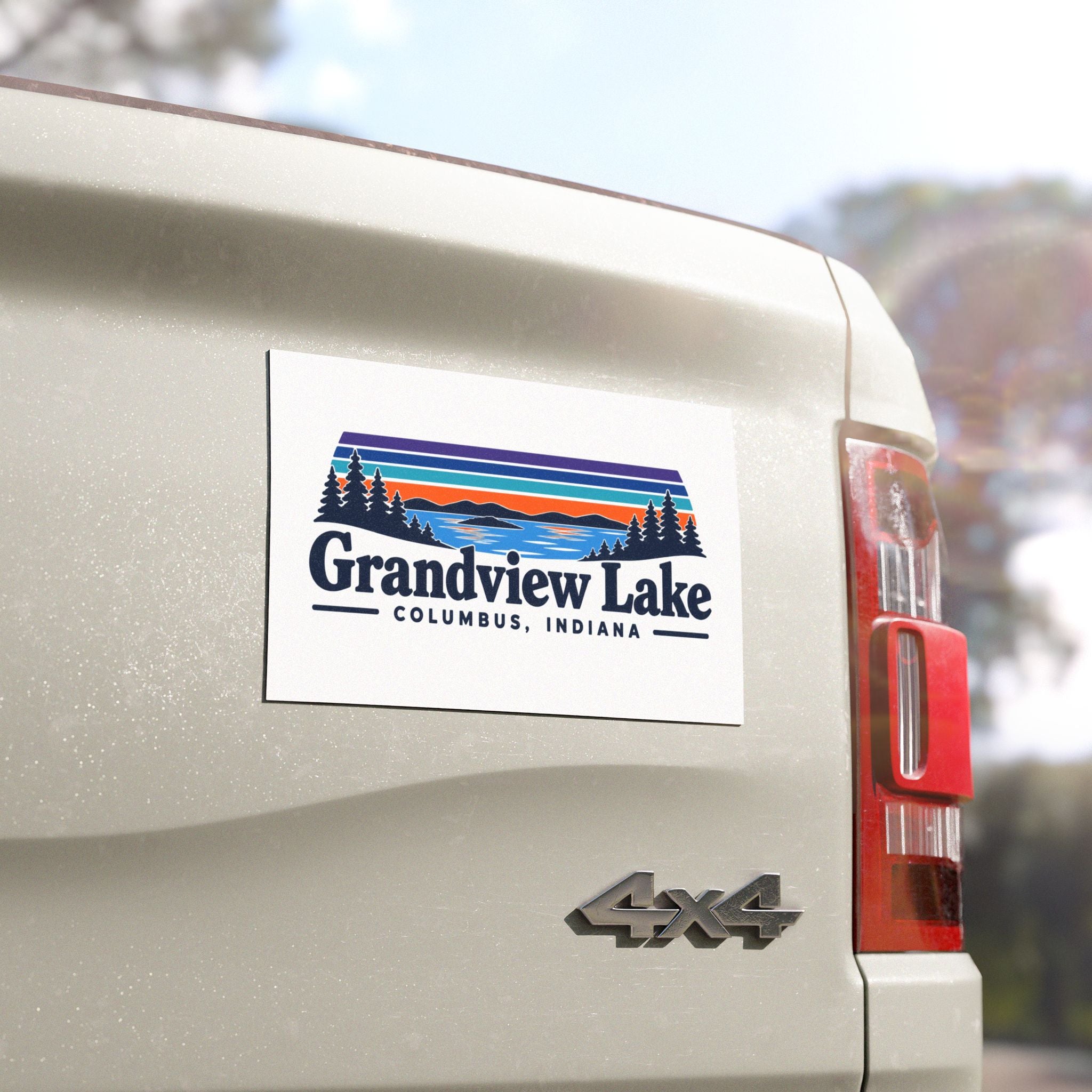 Grandview Lake Car Magnet — Columbus, Indiana Retro Lake Design