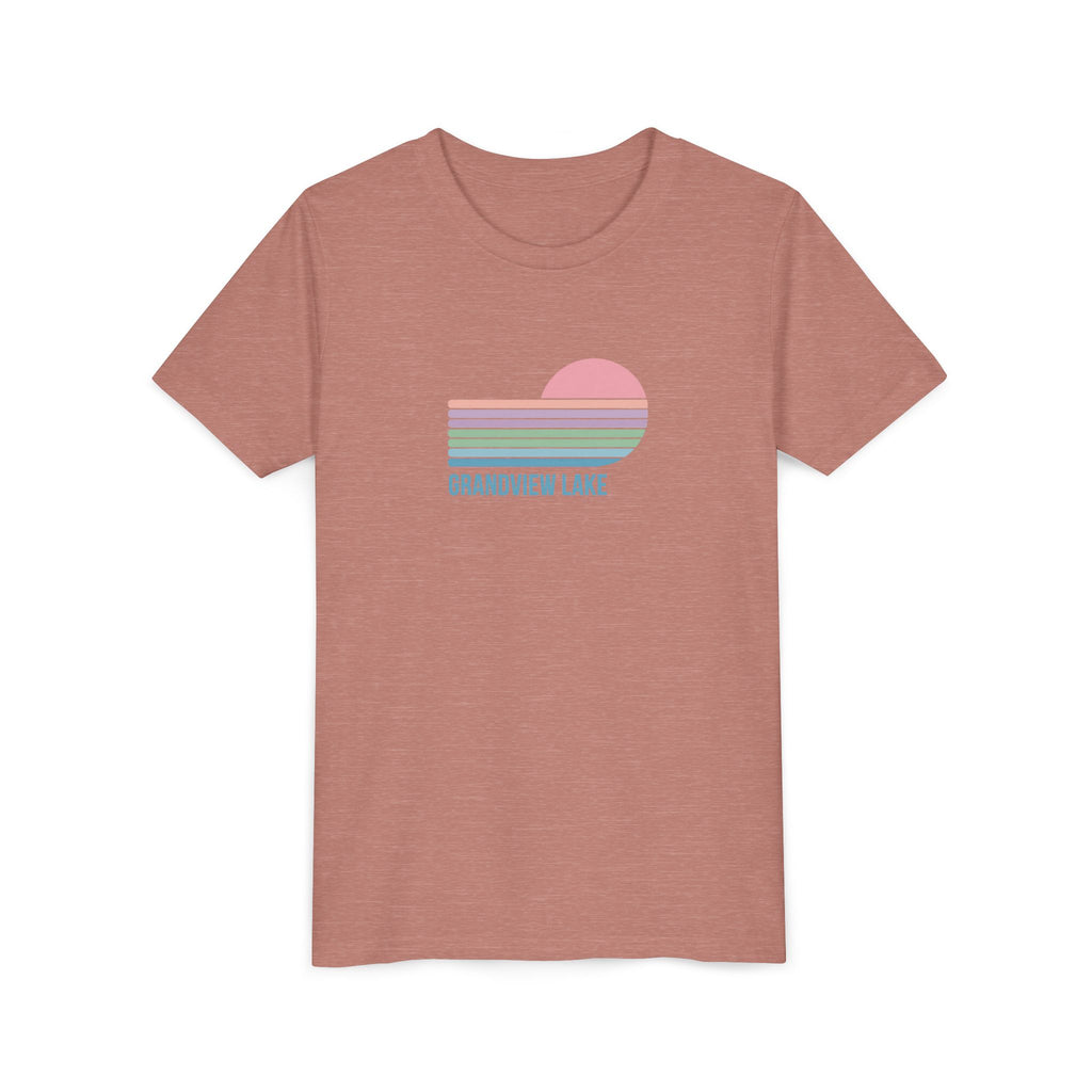 Youth Tee — 'Grandview Lake' Pastel Retro Sunset Kids T-Shirt