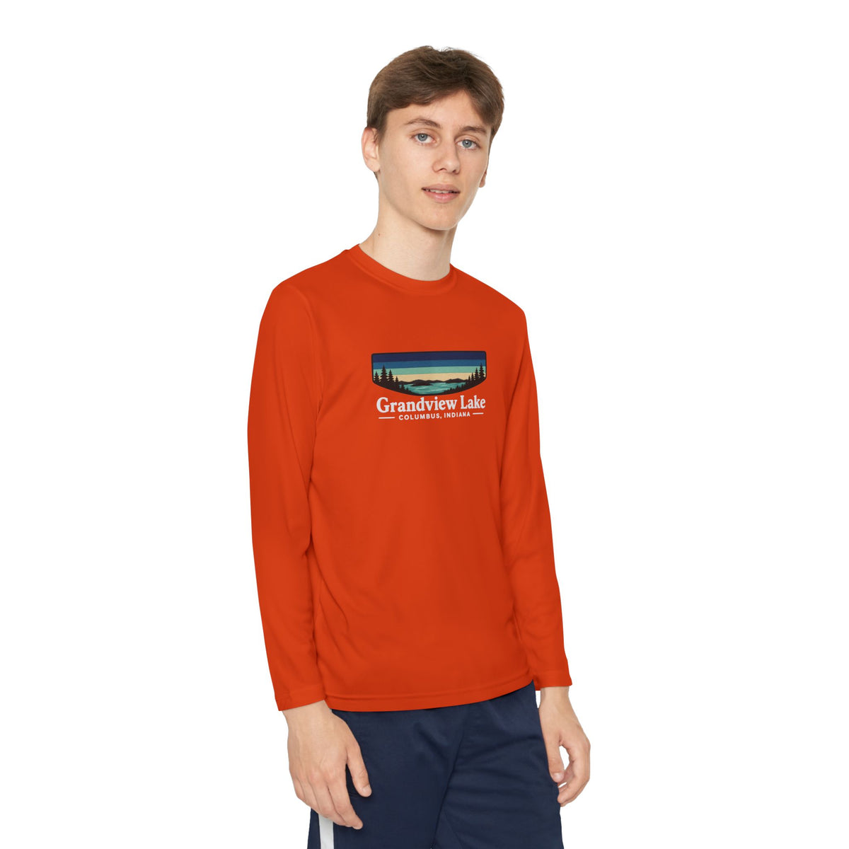Youth Long Sleeve Tee — Grandview Lake Retro Lakeside Nature Design