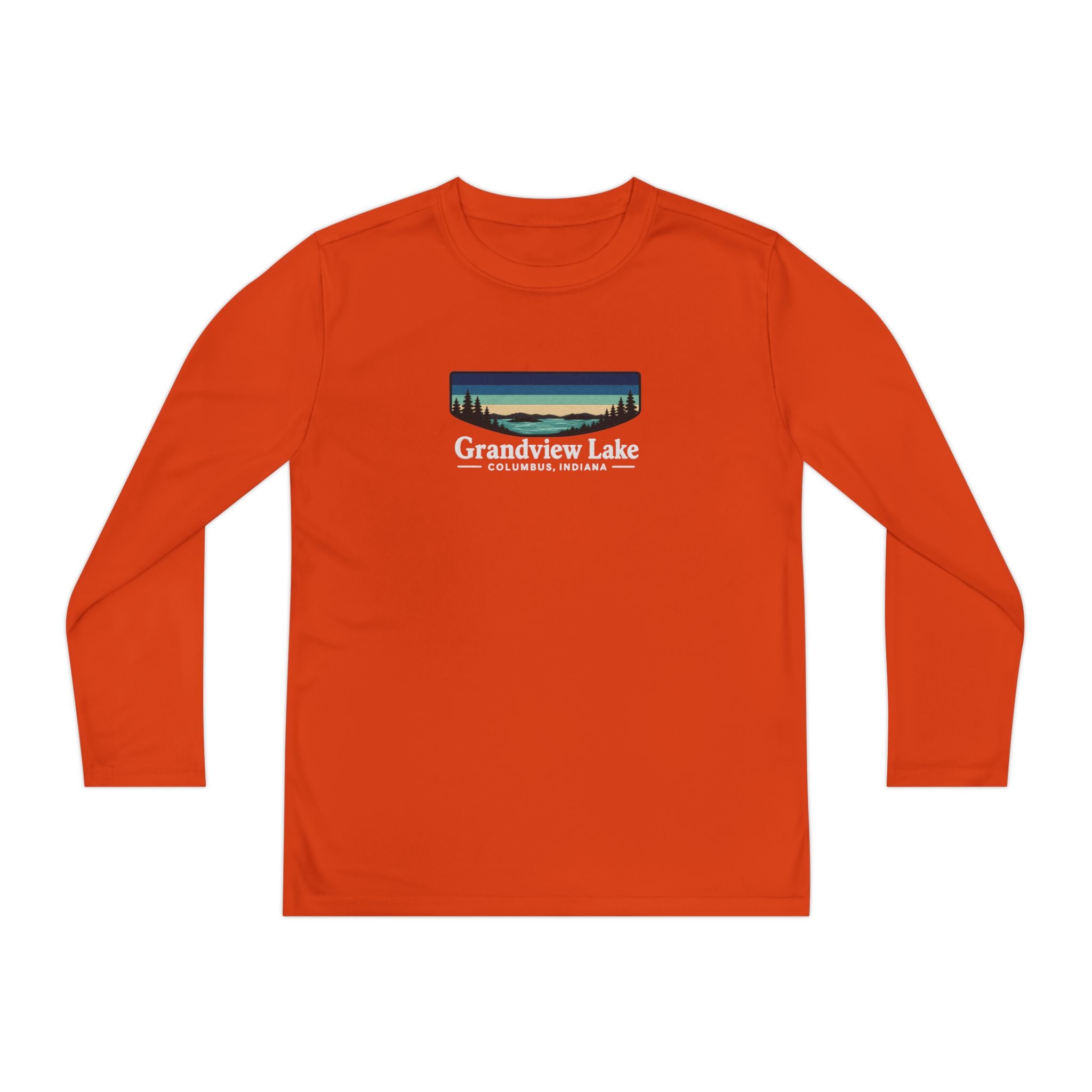 Youth Long Sleeve Tee — Grandview Lake Retro Lakeside Nature Design