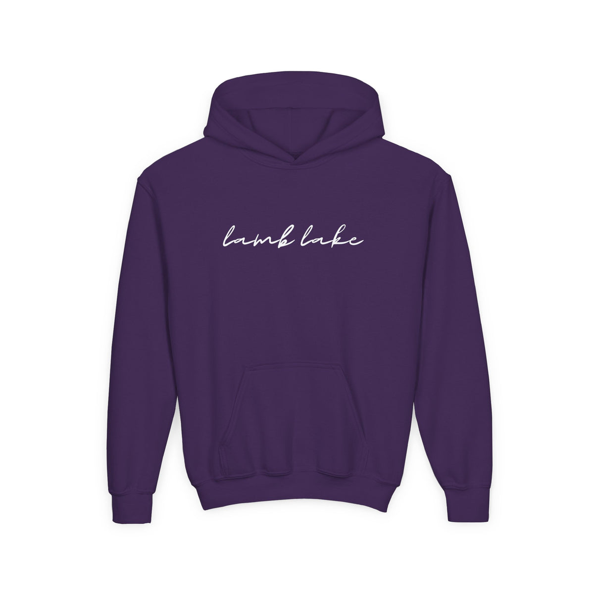 Youth Hoodie with "lamb lake" Script — Soft Casual Pullover