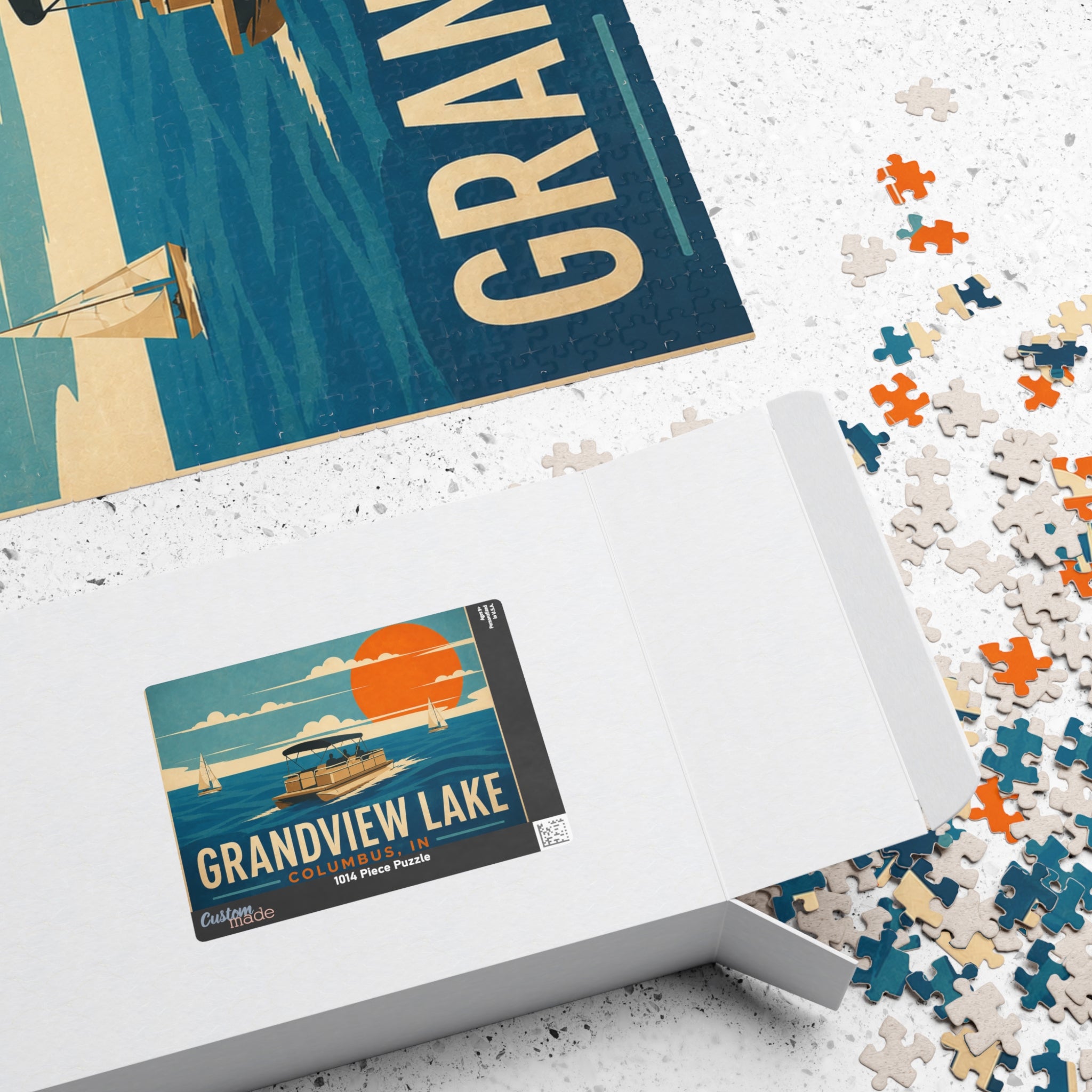 Grandview Lake Boating Sunset Puzzle — Columbus, IN Lake Scene (1014 pc)