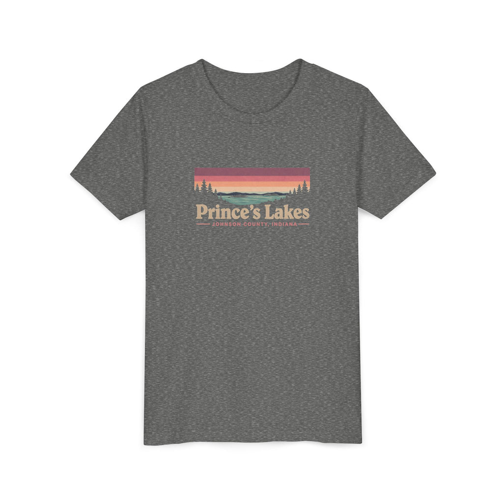 Youth Tee — Prince's Lakes Retro Sunset Graphic