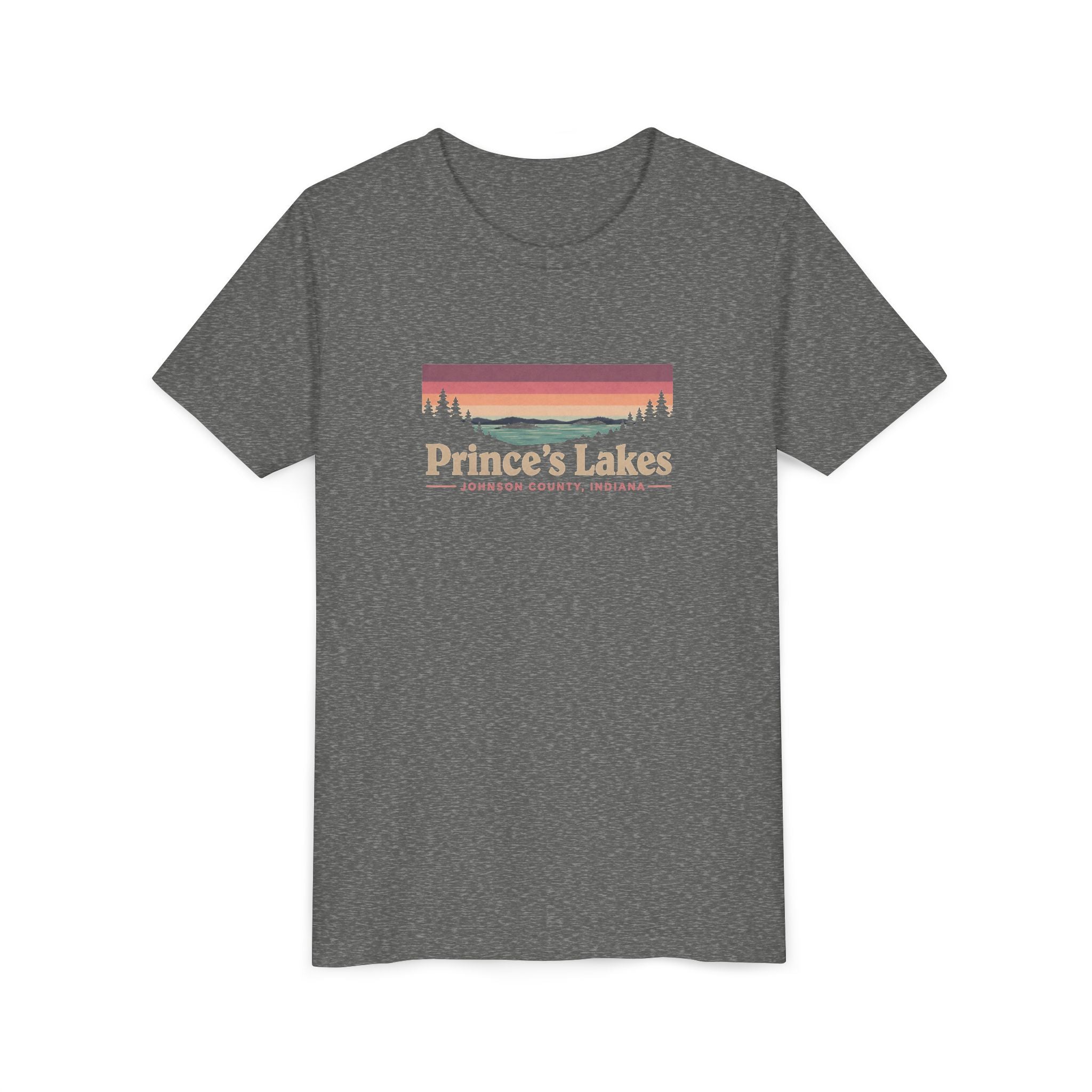 Youth Tee — Prince's Lakes Retro Sunset Graphic