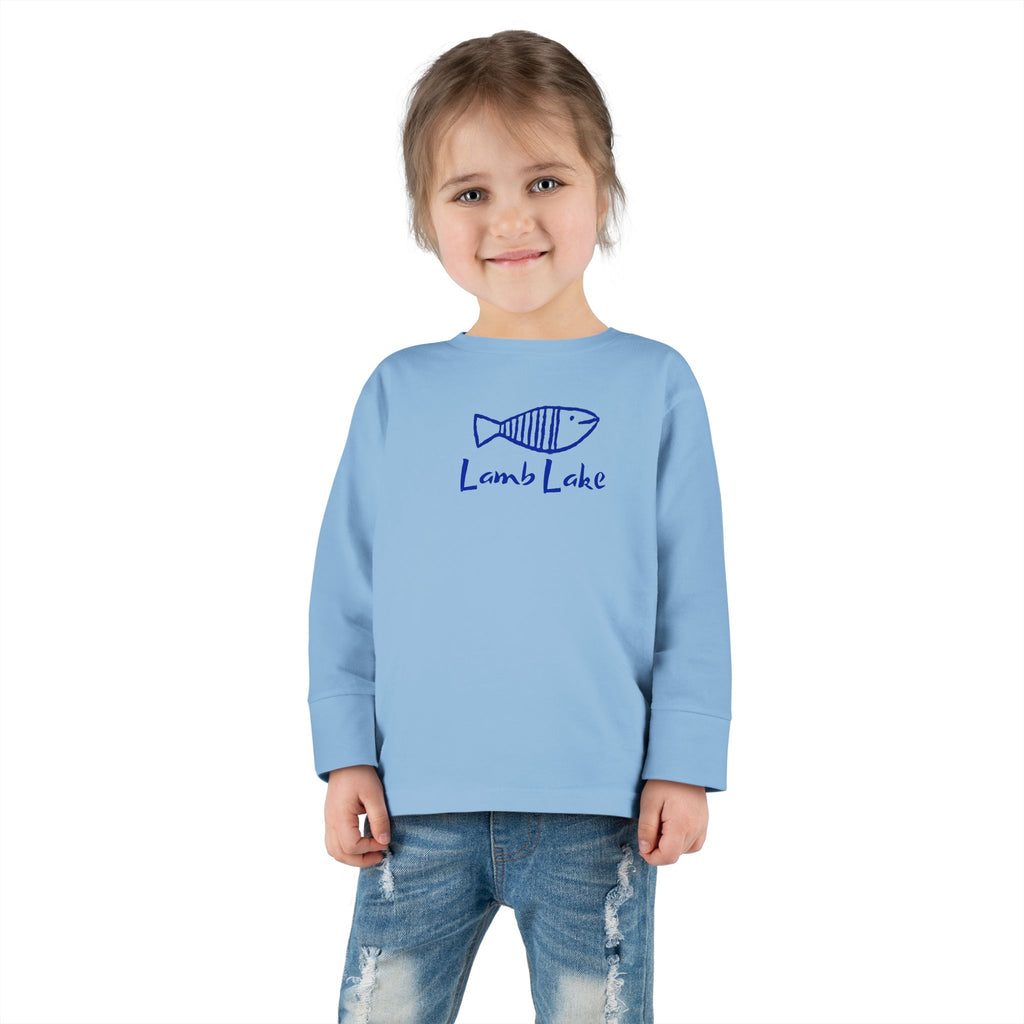 Toddler Long Sleeve Tee — "Lamb Lake" Hand-Drawn Fish Graphic