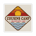 Cousins Camp Grandview Lake Sticker — Retro Sunset Lake Square Sticker