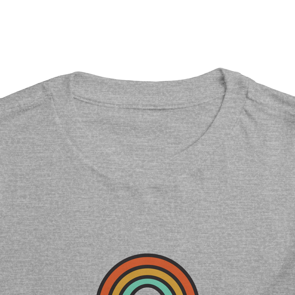 Retro Rainbow Toddler Tee — "Lamb Lake" Graphic Short Sleeve