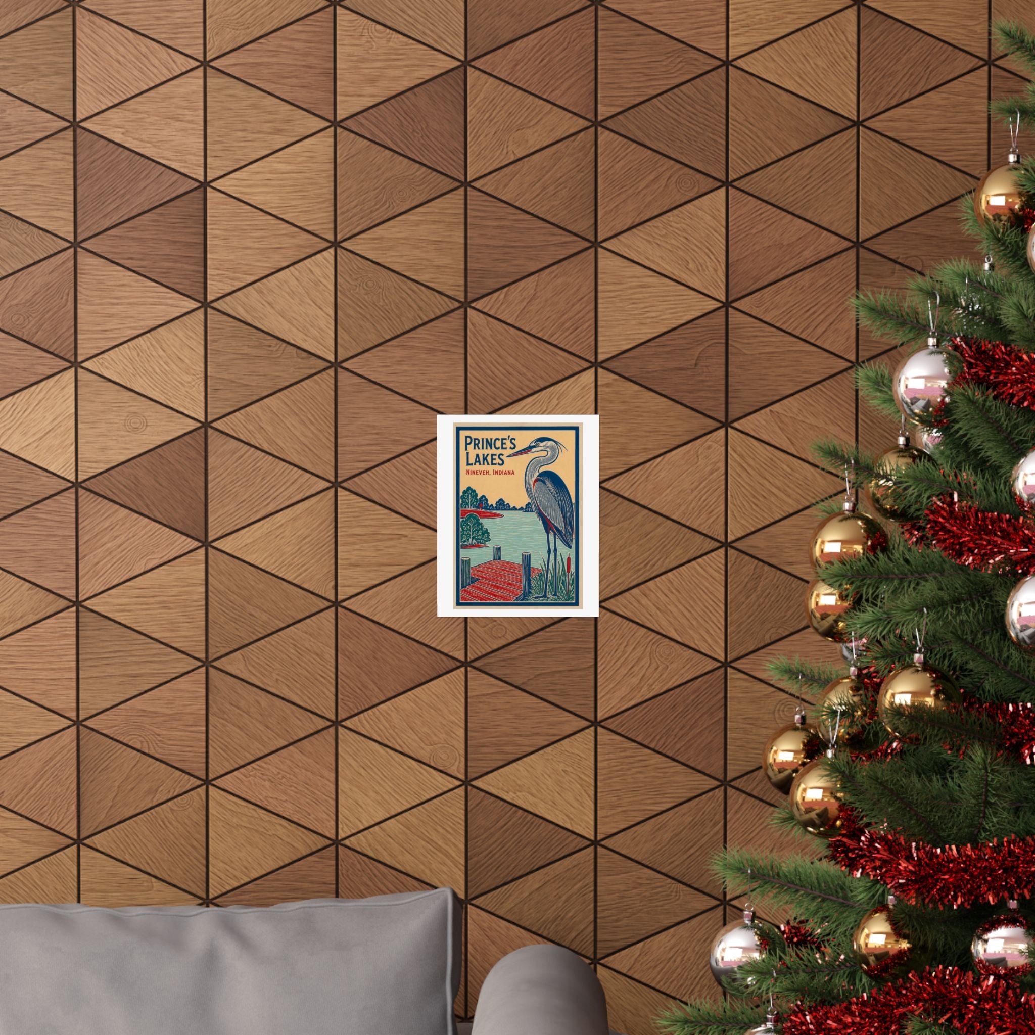 Prince's Lakes Great Blue Heron Poster — Matte Vertical Wall Art (Nineveh, Indiana)