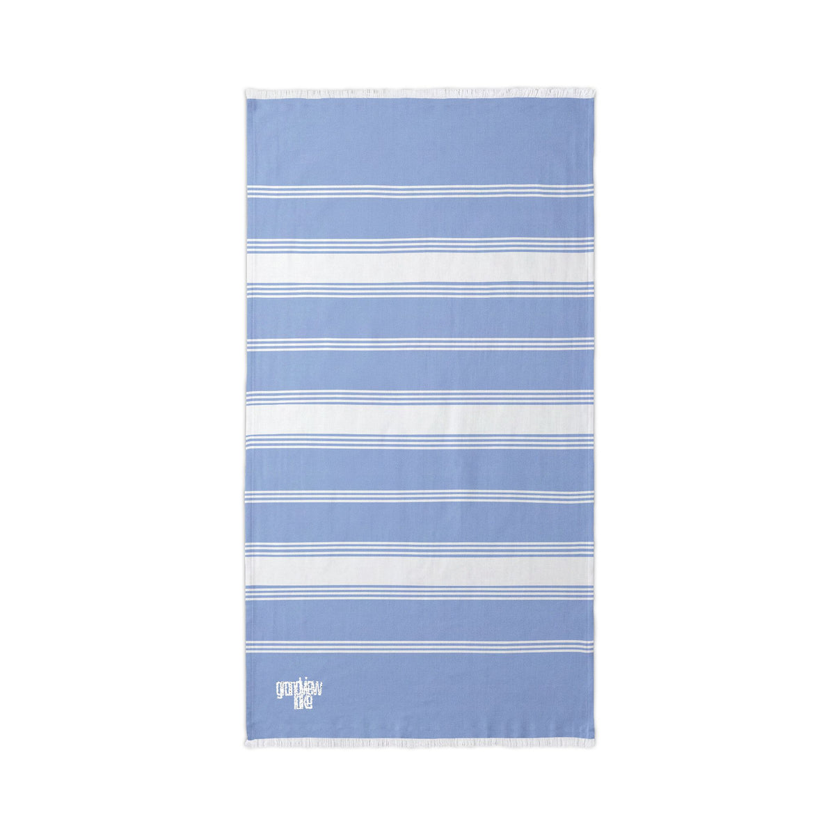 Striped Embroidered Beach Throw — Lightweight Turkish Towel for Lake, Travel & Summer