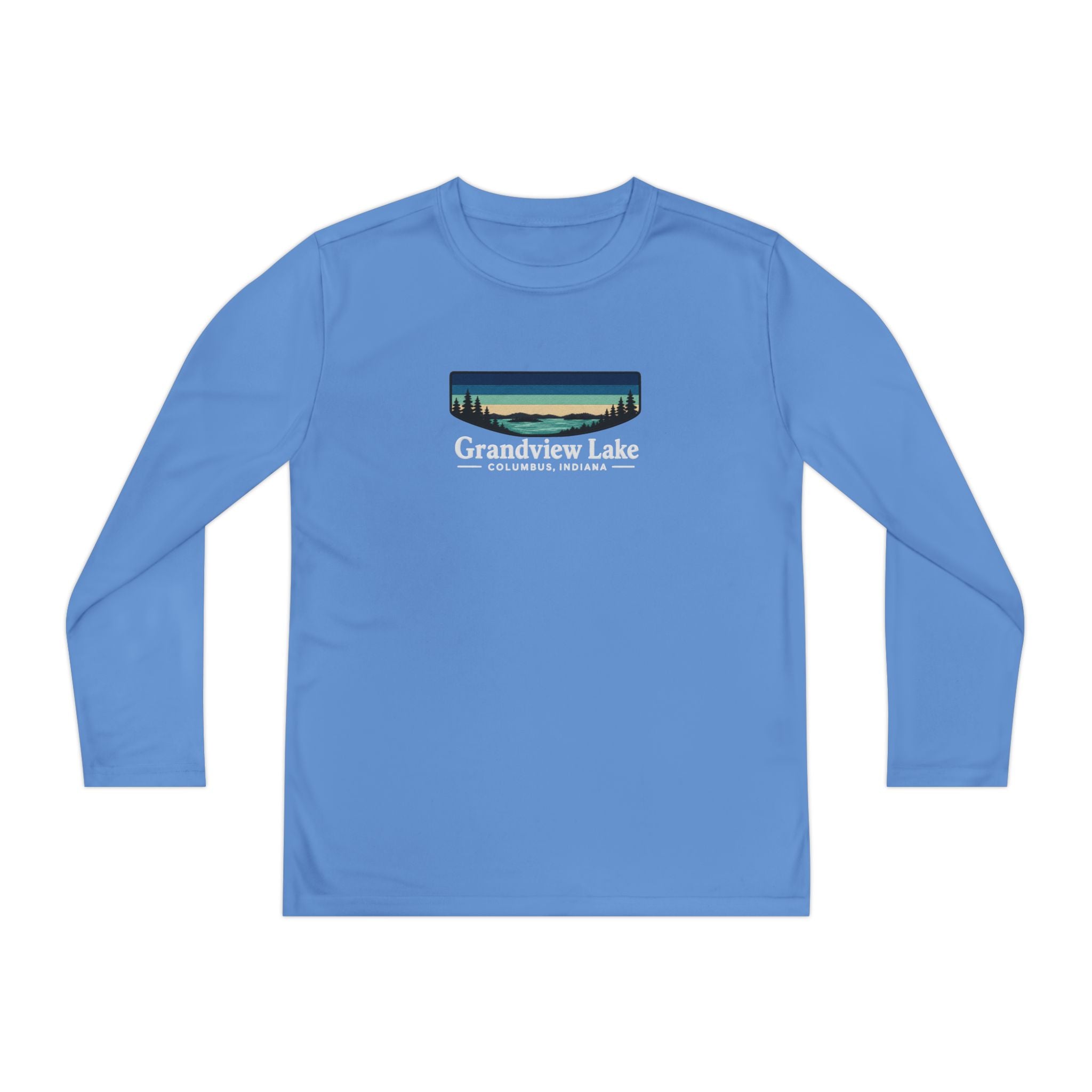 Youth Long Sleeve Tee — Grandview Lake Retro Lakeside Nature Design