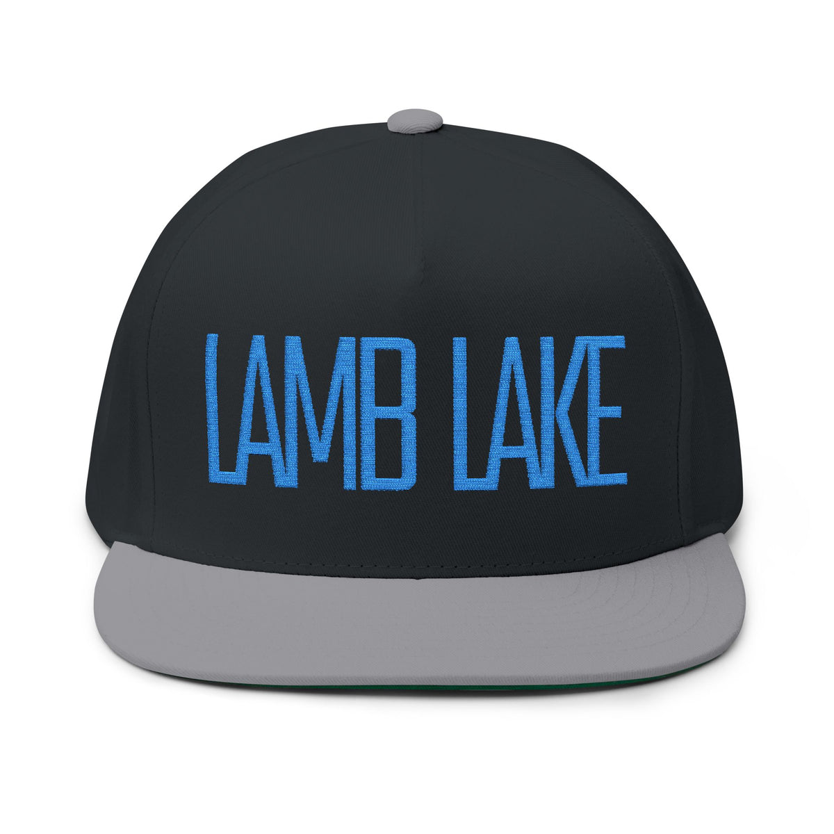 Flat Bill Cap — Minimal Embroidered "LAMB LAKE" Logo Snapback