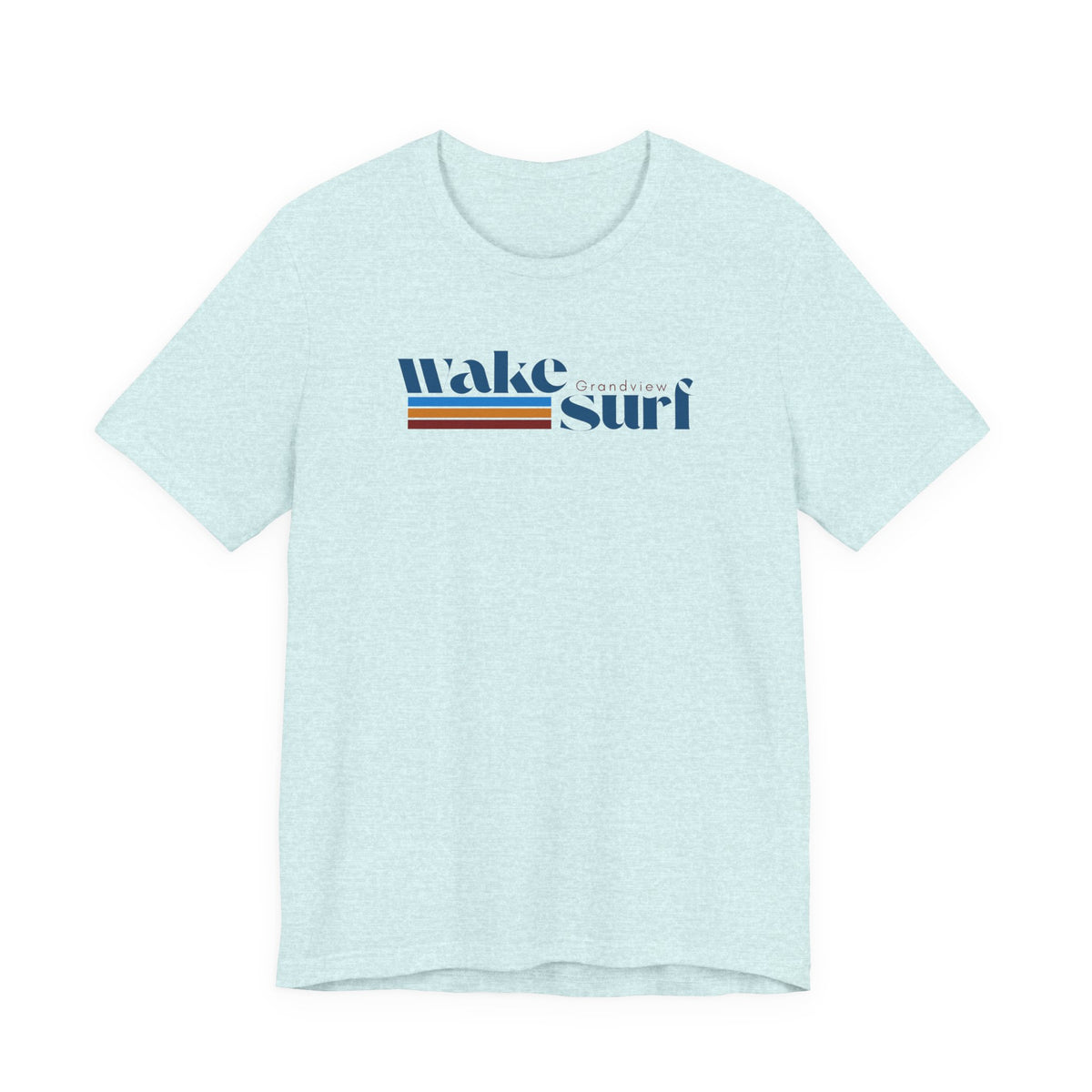 Wake Surf Grandview Stripe Tee — Retro Surfing Graphic T-Shirt